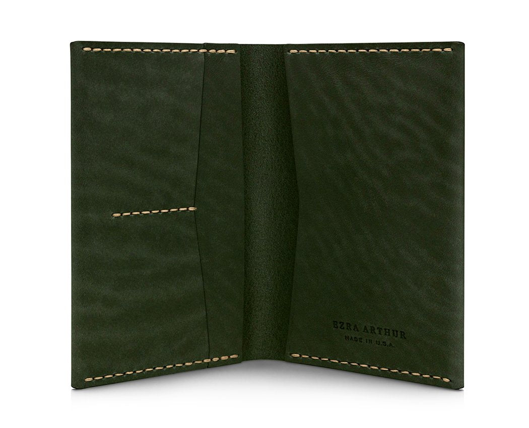 Ezra Arthur No. 5 Genuine Leather Passport Holder - Green RFID Blocking Travel Wallet for Men & Women | Perfect for International Flights, Business Trips & Vacation Security