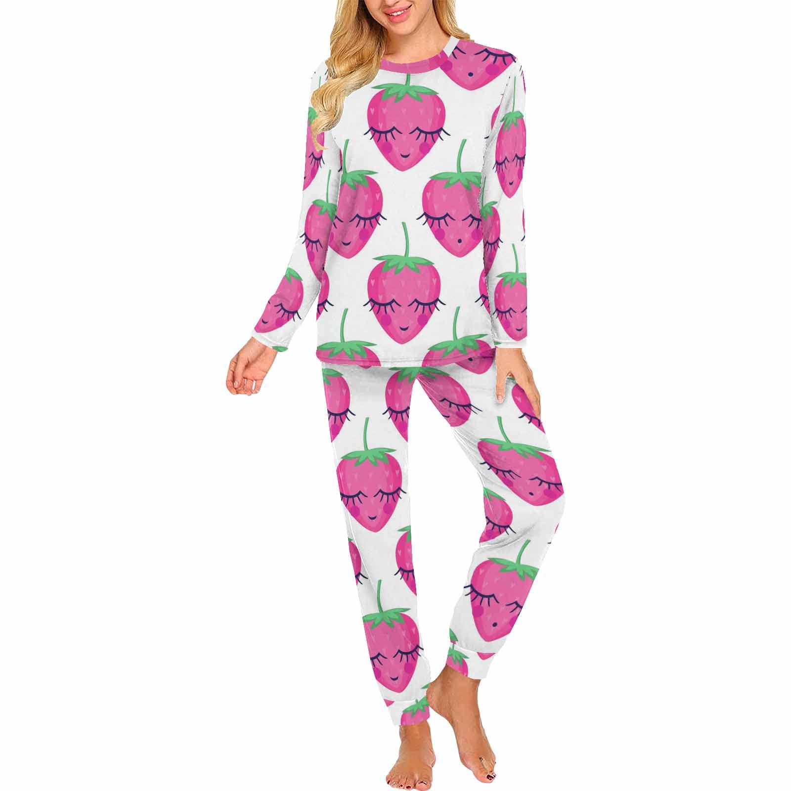 Cute Funny Summer Pattern Women's 2 Piece Sleepwear Lounge Set - Sweatshirt & Jogger Pajamas for Women | Soft Comfortable Loungewear for Relaxing at Home, Sleepovers & Vacation