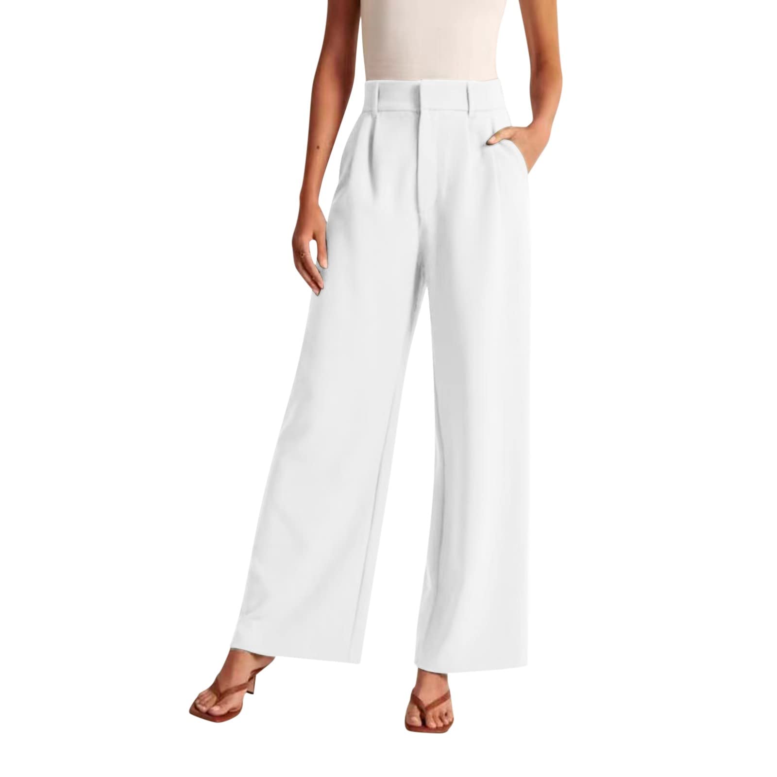 DUOWEI Women's High Waisted Wide Leg Dress Pants - Oversized Flowy Trousers for Business Casual & Office Wear | Comfortable Work Pants for Professional Women