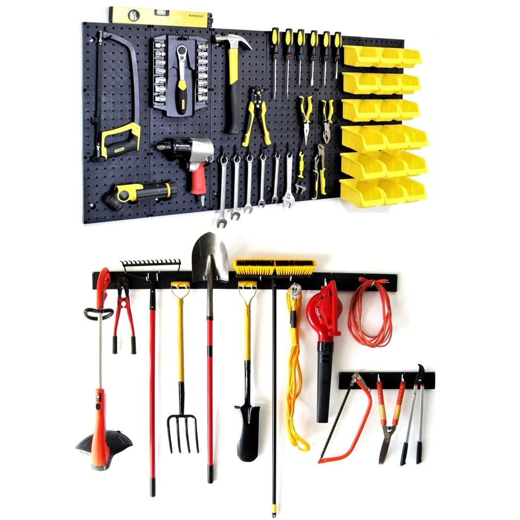 WallPeg Pegboard Wall Organizer (PK-160) - Heavy Duty Garden Tools Storage & Hand Tool Organizer - Pegboard Bins for Parts Storage - Locking Pegboard Hooks - Perfect for Garage, Workshop & Shed Organization