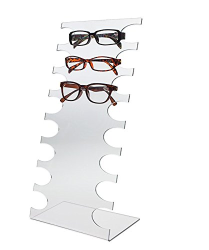 Source One 6 Pack Deluxe 8 Tier Clear Acrylic Sunglasses & Eyeglasses Display Stand Holder - Perfect for Retail Stores, Boutiques, and Optical Shops - Organize and Showcase Eyewear Collection
