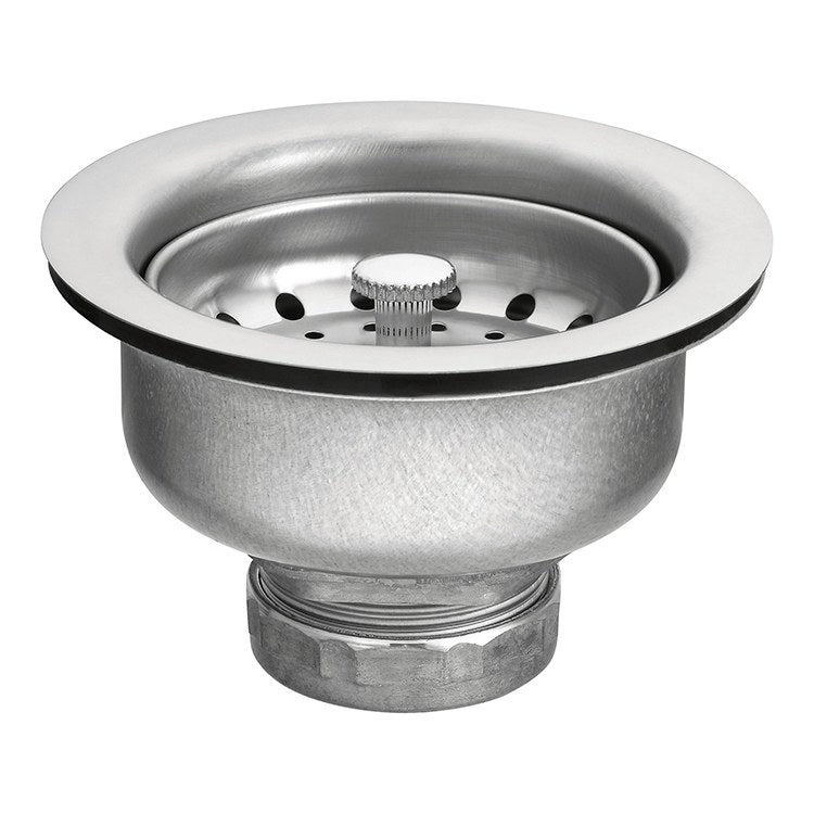 3 1/2 Inch Satin Stainless Steel Kitchen Sink Drain Assembly with Basket Strainer - Durable & Rustproof for Bathroom, Laundry Room & Commercial Use