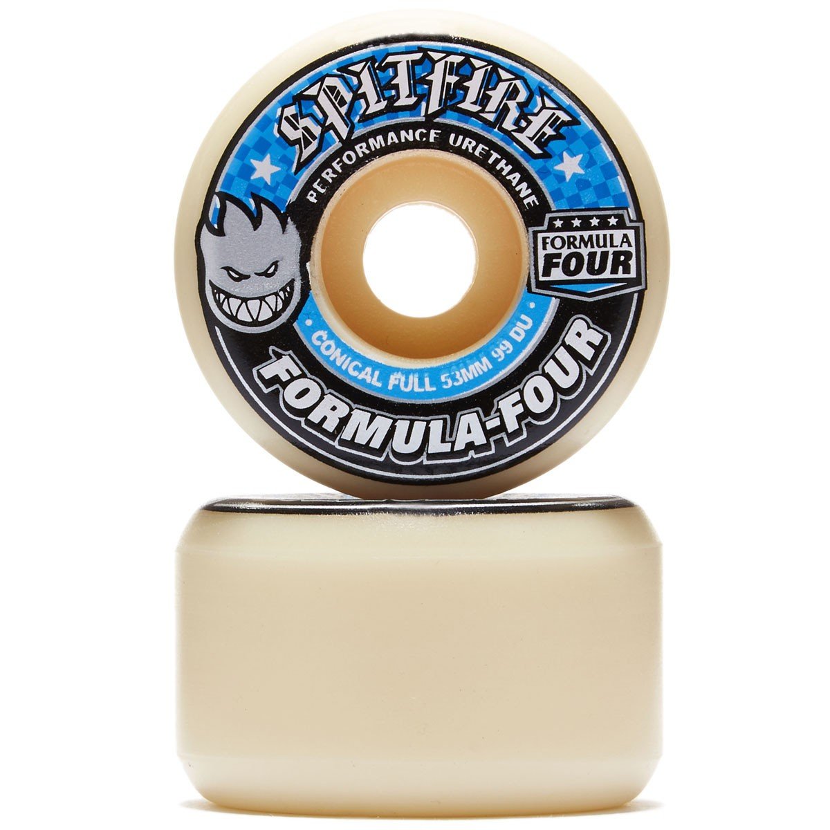Spitfire Formula Four 99D Conical Full Skateboard Wheels - 99D Hardness for Smooth Rides on Streets & Parks - Perfect for Street Skating and Technical Tricks