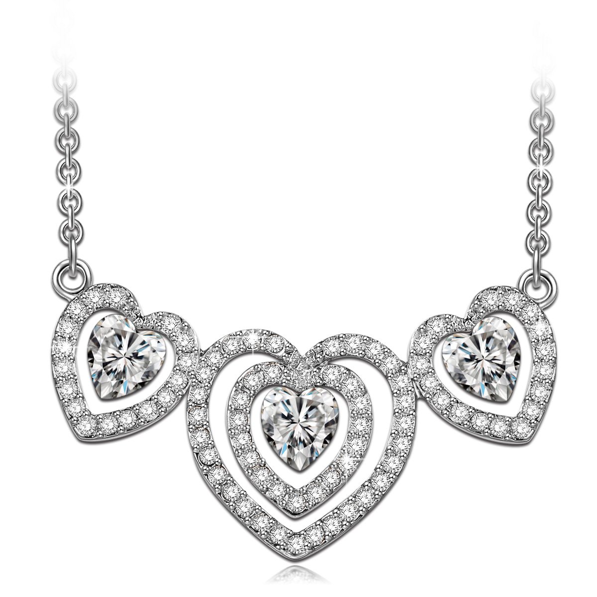 Alex Perry Christmas Jewelry Gifts Necklace for Women - ✦Loving Song✦ Triple Hearts Pendant with Austrian Crystals, Elegant Birthday & Holiday Gift for Her | Perfect for Anniversaries, Valentine's Day & Special Occasions