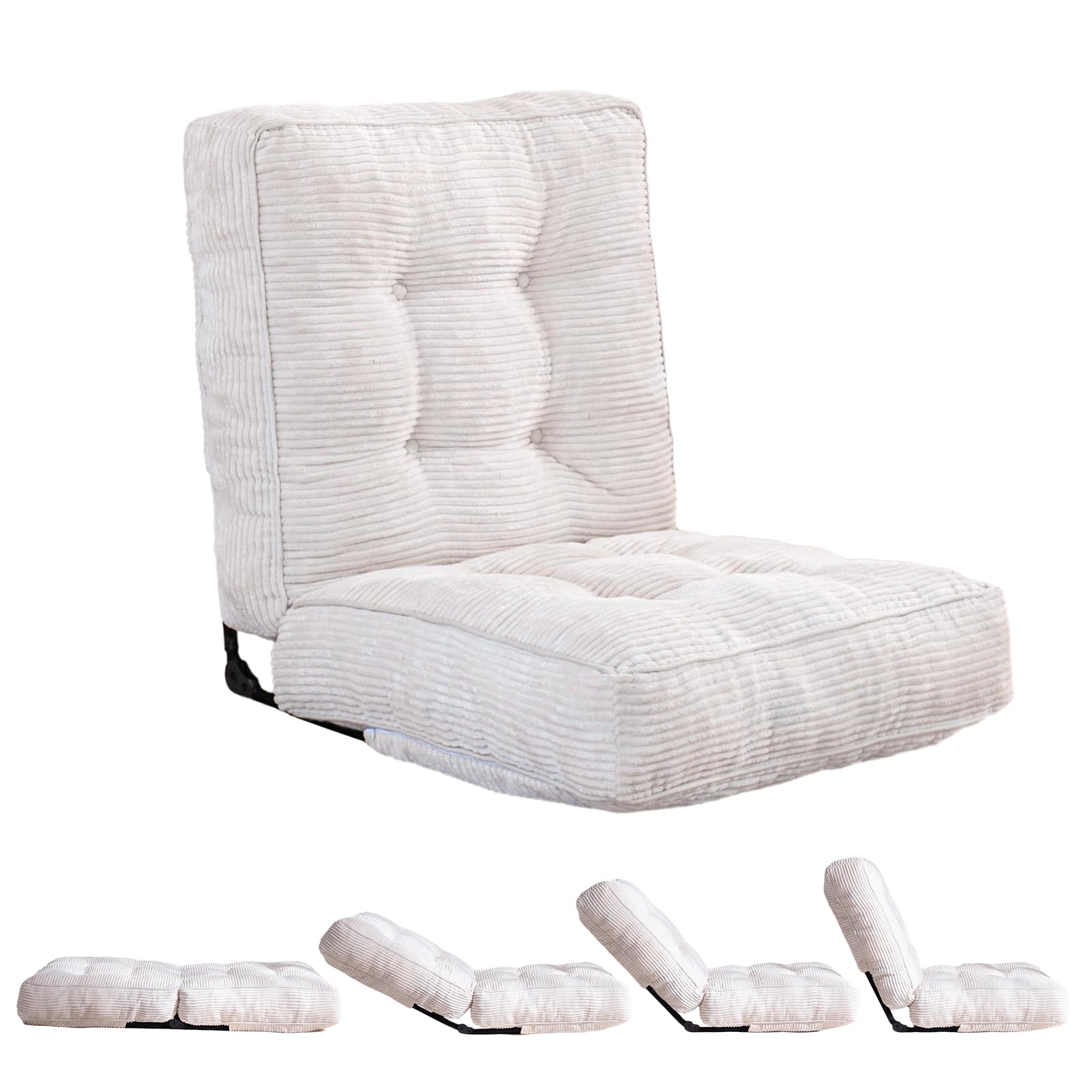 MAXYOYO Adjustable Floor Chair with Lumbar Support - Ergonomic Gaming & Meditation Seat for Adults - Beige - Perfect for Gaming, Yoga, Reading & Relaxing at Home