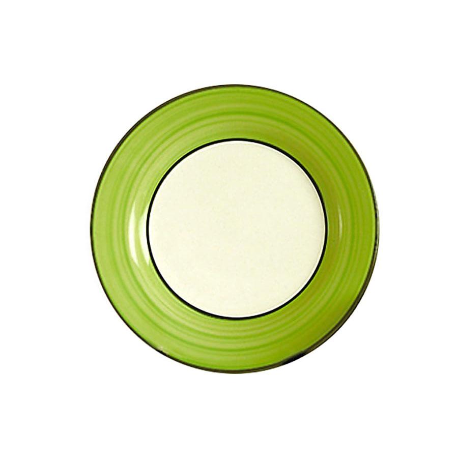 4-Piece White & Lime Green Spree Pattern Dinner Plate Set - Elegant Tableware for Everyday Meals, Dinner Parties & Home Decor