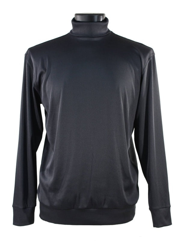 Bassiri Long Sleeve Turtleneck T-Shirt for Men - Charcoal Gray Cotton Stretch Comfort Fit - Casual & Layering Essential