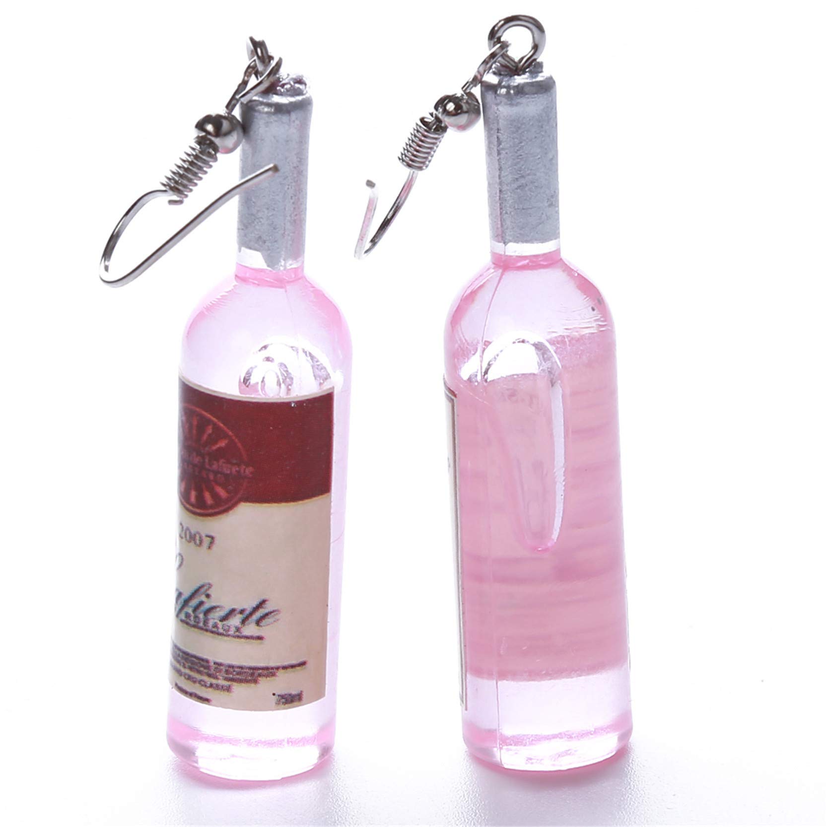 CH01 Bohemian Wine Bottle Drop Earrings for Women - Pink Dangle Pendant Earrings | Perfect for Parties, Weddings & Boho Fashion