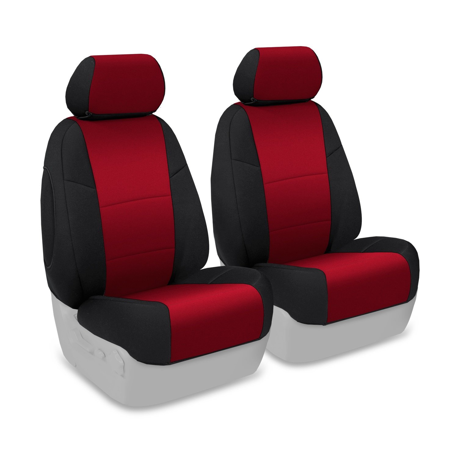 Coverking Custom Fit Neoprene Front 50/50 Bucket Seat Cover for Toyota Tacoma - Red with Black Sides | Waterproof & Durable Protection for Trucks, Off-Roading & Daily Commute