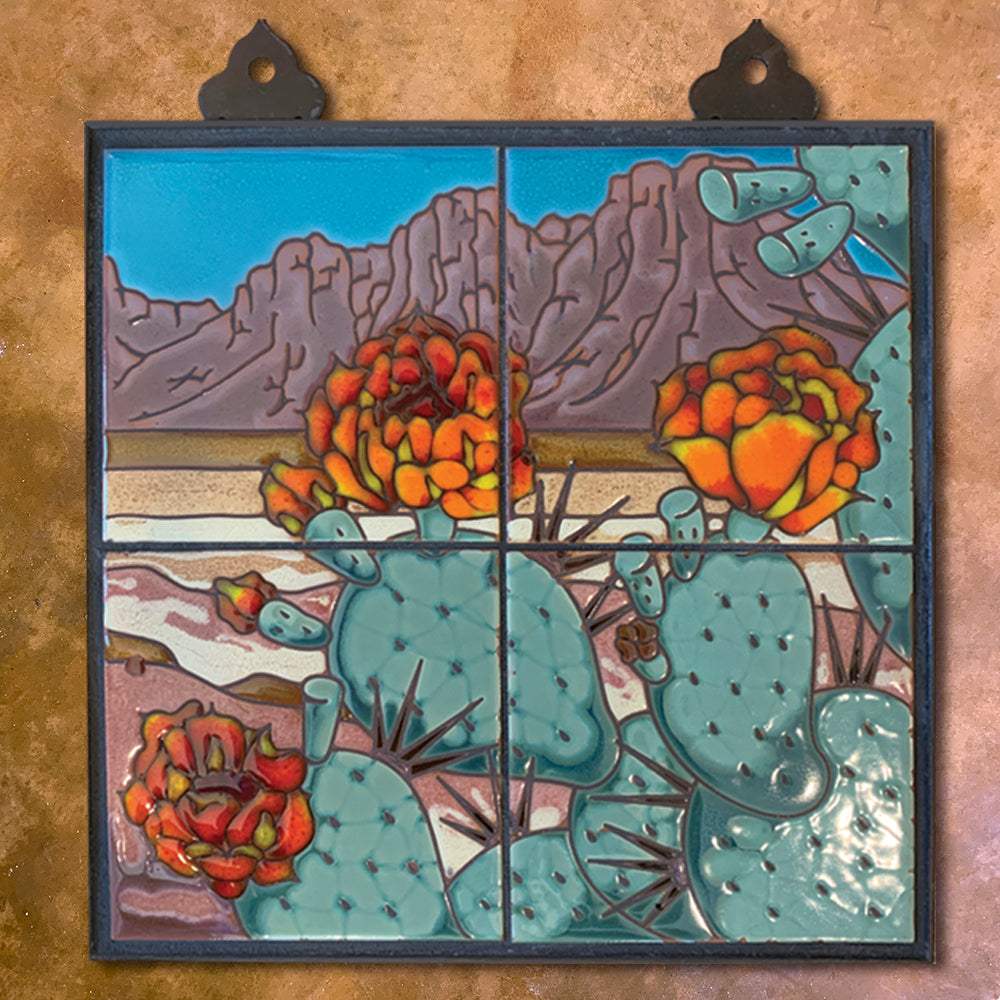 Prickly Pear Desert Scene 12x12 Inch Wall Mural - Perfect for Living Room, Bedroom, or Office Decor