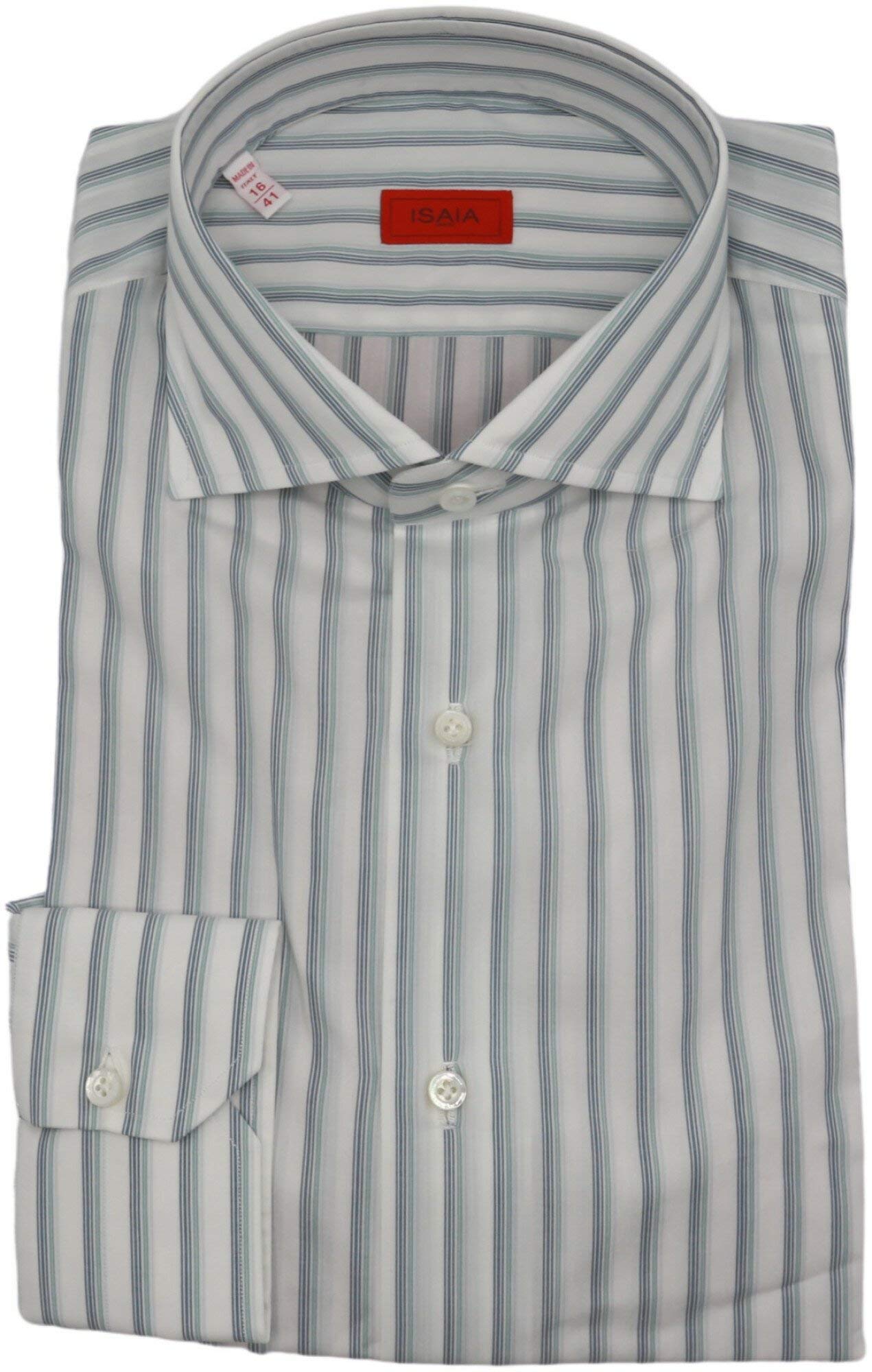 Isaia Men's Premium Stripe Dress Shirt - Slim Fit Business Casual Shirt for Office & Formal Events - Perfect for Weddings, Interviews & Professional Meetings