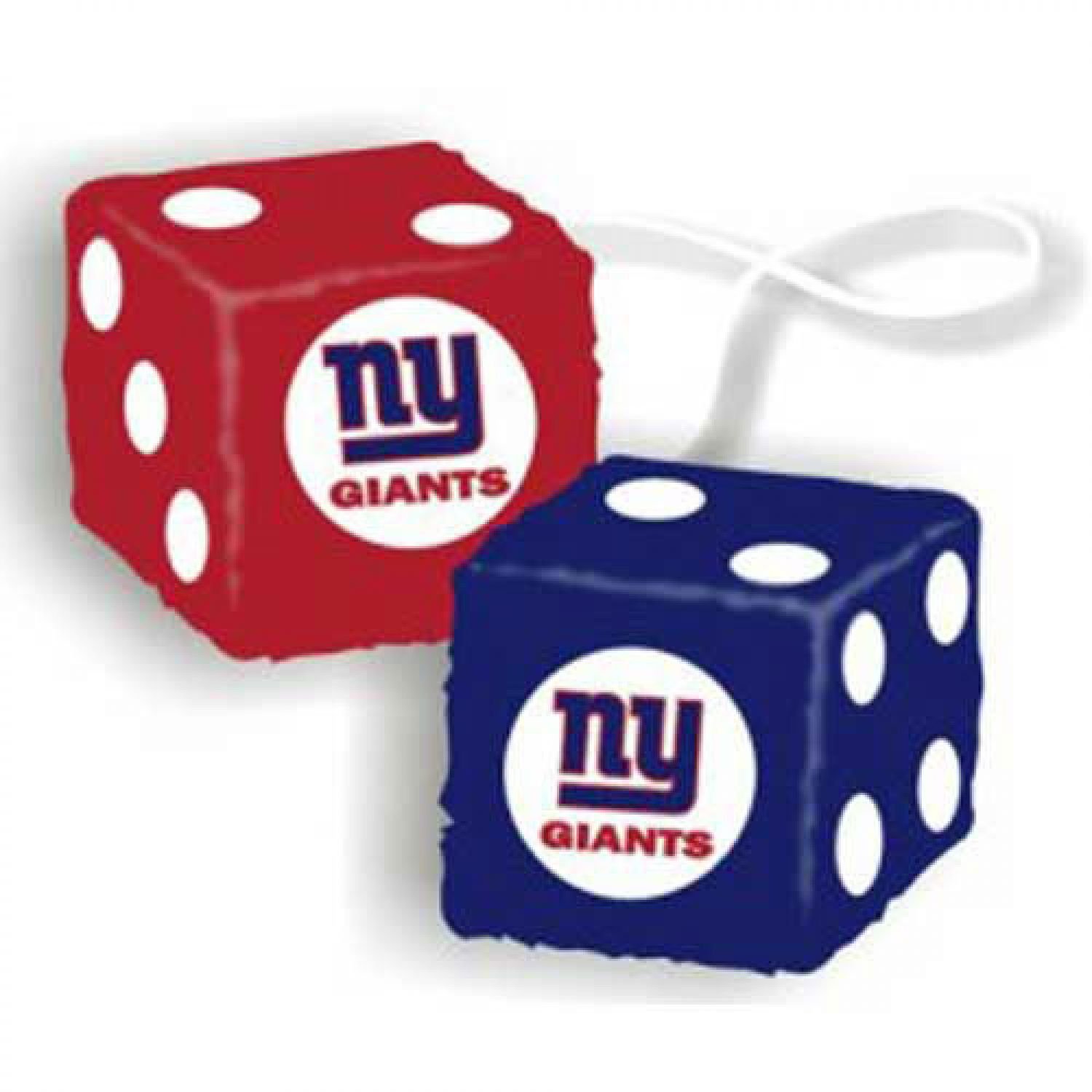 New York Giants NFL 3 Inch Car Fuzzy Dice - Officially Licensed Team Logo Hanging Decor for Game Day, Tailgating & Football Fan Gifts