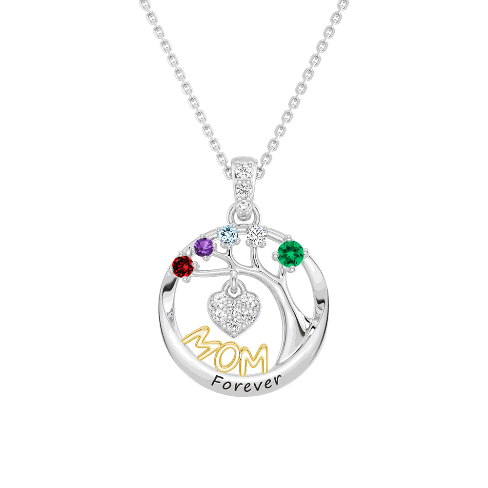 Personalized Birthstone Tree of Life Necklace for Mom - Custom Name & Heart Pendant - Perfect Gift for Mother's Day, Birthday & Anniversary - Jewelry for Women