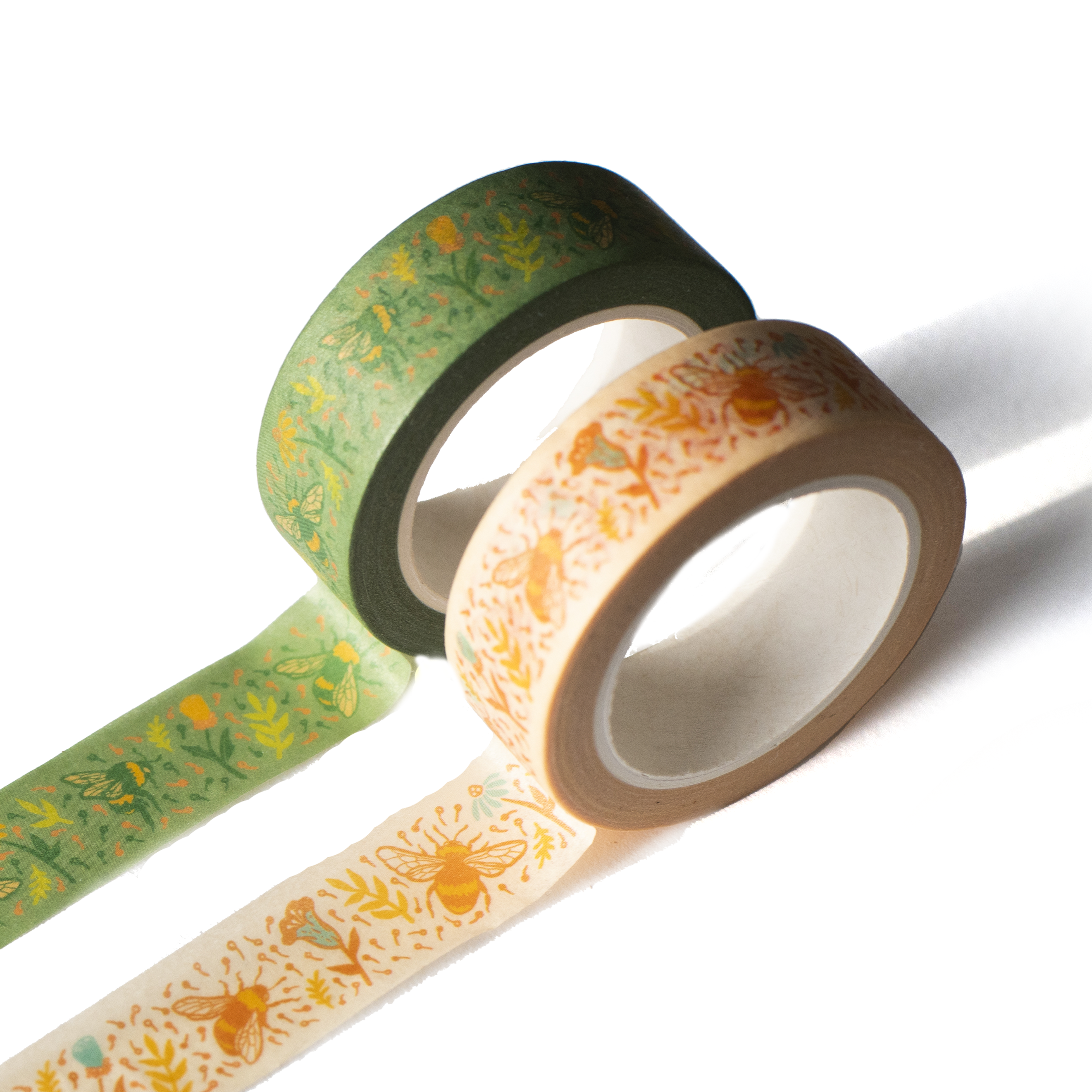 Bees & Flowers Washi Tape - Decorative Japanese Paper Tape for Scrapbooking, Journaling, DIY Crafts & Gift Wrapping