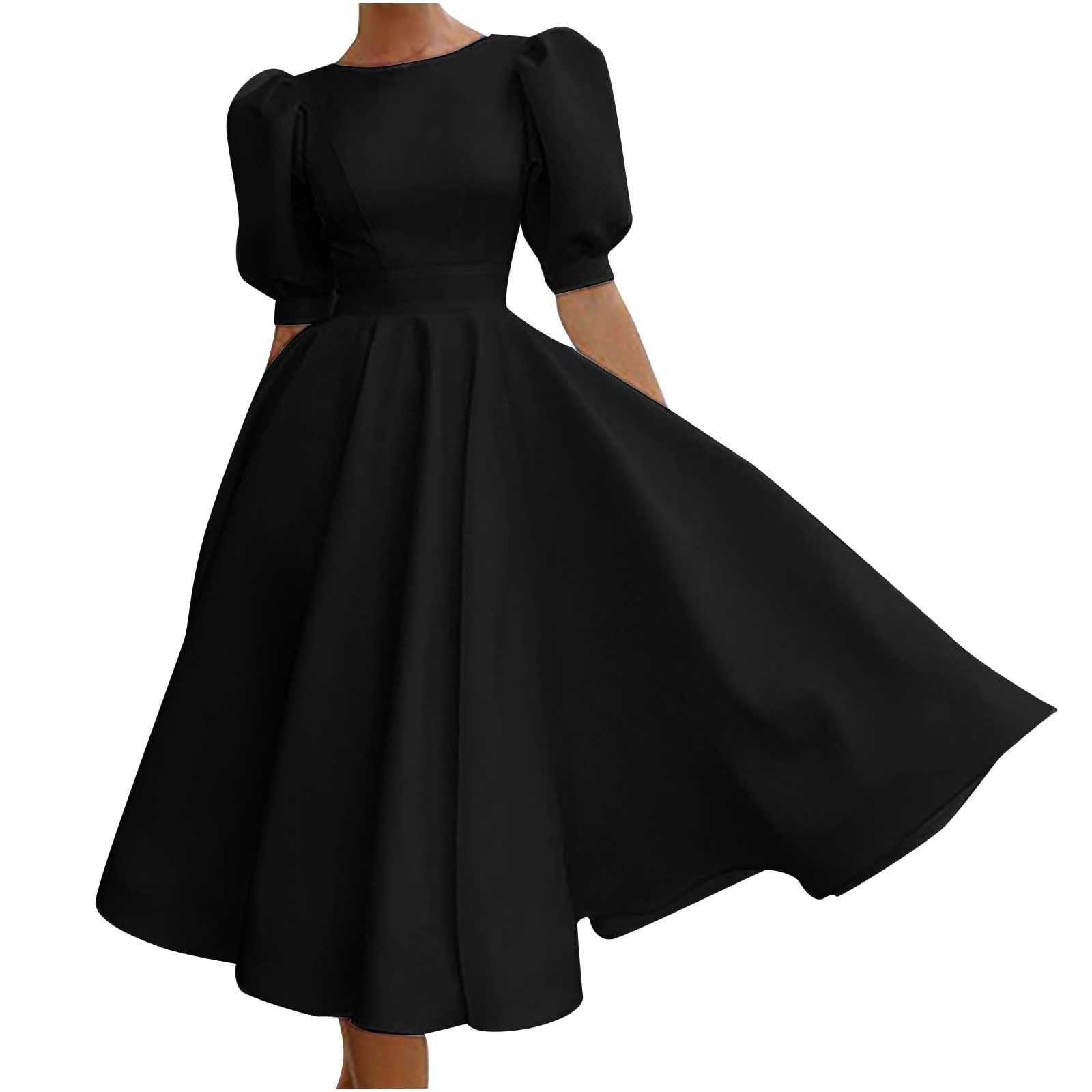 Azrian Women's 2022 Summer Short Sleeve Casual Dress - Sexy Slit Hem Flowy Midi Dress for Beach, Party & Date Night | Comfortable & Stylish Summer Outfit