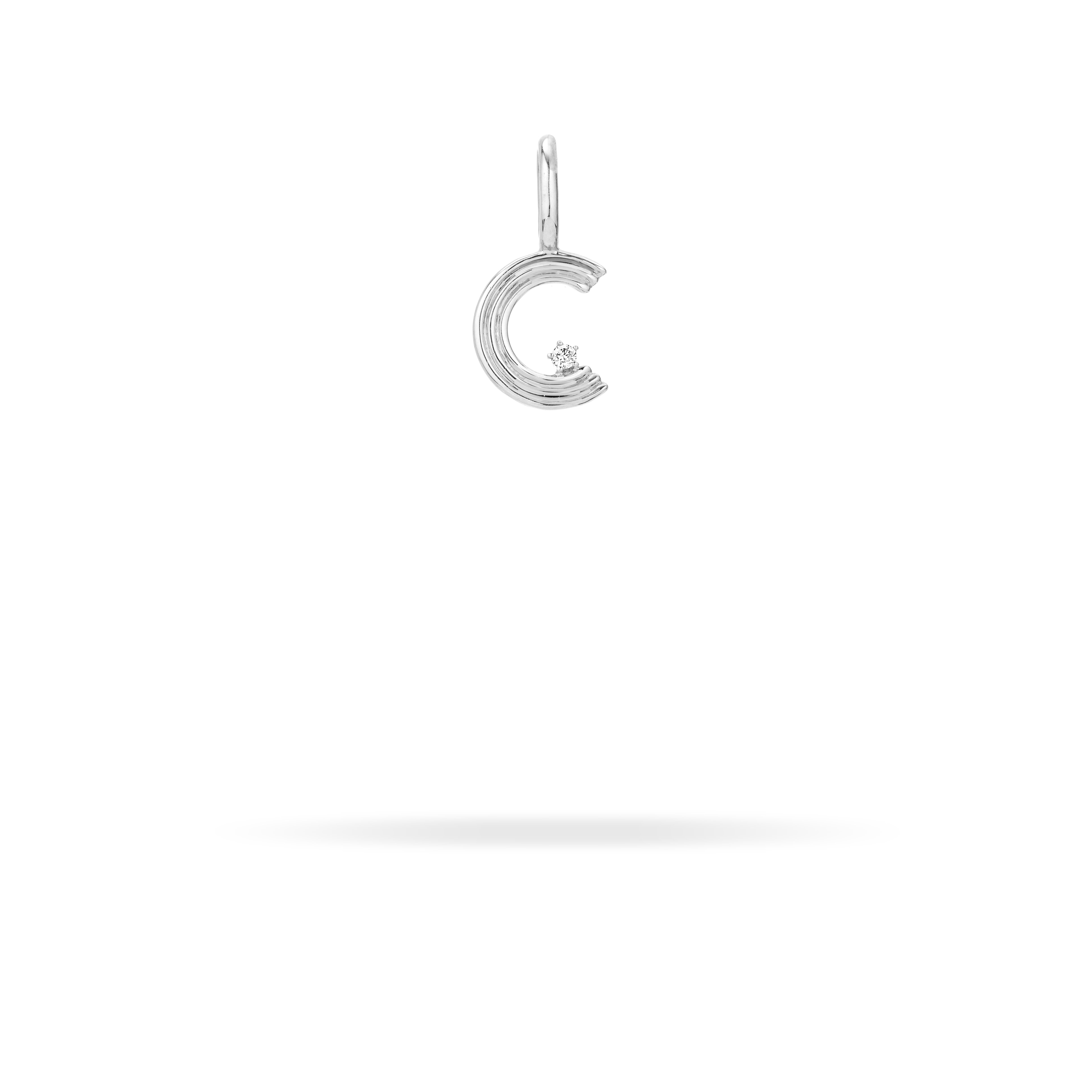 Sterling Silver Groovy Diamond Initial Mini Charm C - Perfect for Necklaces, Bracelets & Personalized Jewelry Gifts