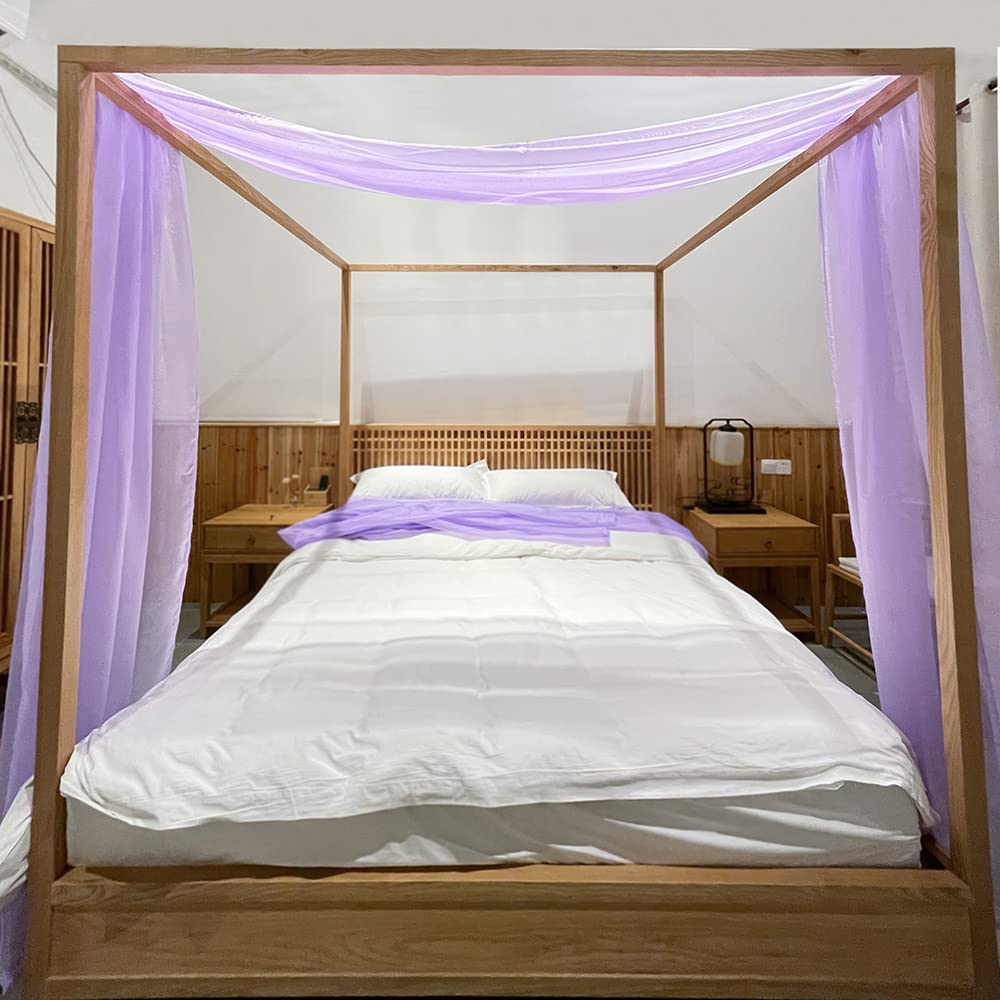 Linentalks Lilac Sheer Canopy Bed Scarf for Twin Bed - 52