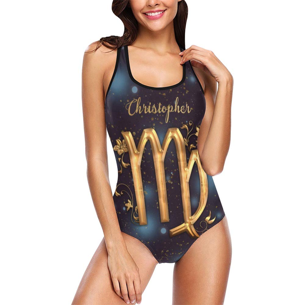 Custom Zodiac Sign One Piece Swimsuits for Women - Personalized Name Bathing Suits | Beach, Pool & Vacation Swimwear