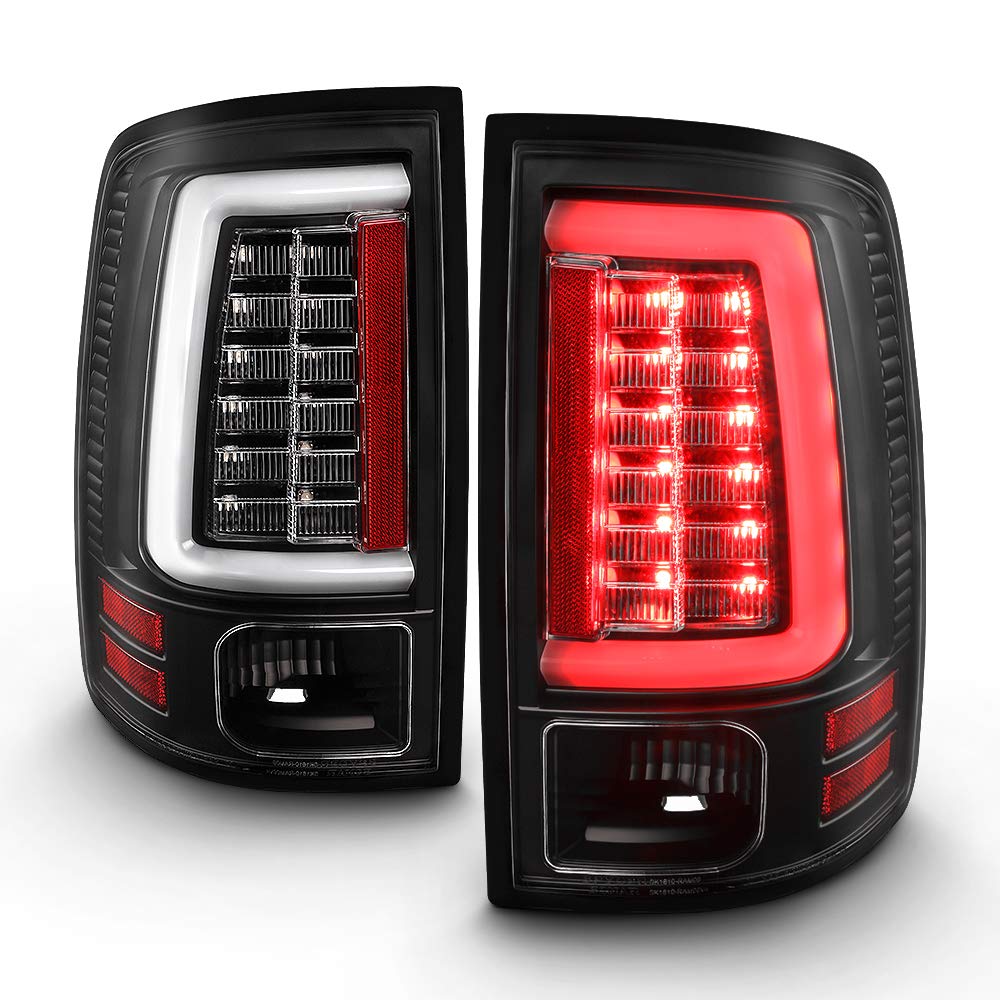 ACANII LED Tube Tail Lights Lamps Assembly for 2013-2018 Dodge Ram 1500 2500 3500 - Black Edition (Driver & Passenger Side) - Enhanced Visibility & Style for Night Driving & Off-Road Adventures