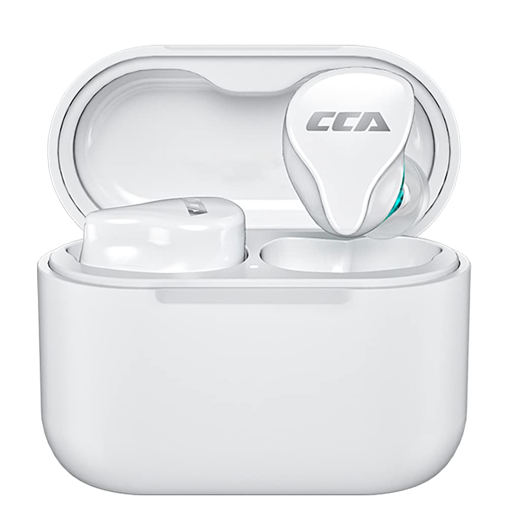 CCA CC4 TWS Wireless Earbuds Bluetooth 5.2 with 20H Playtime & Charging Case, Noise Cancelling in-Ear Headphones with Mic for Sports, Work, Gym & Travel - White