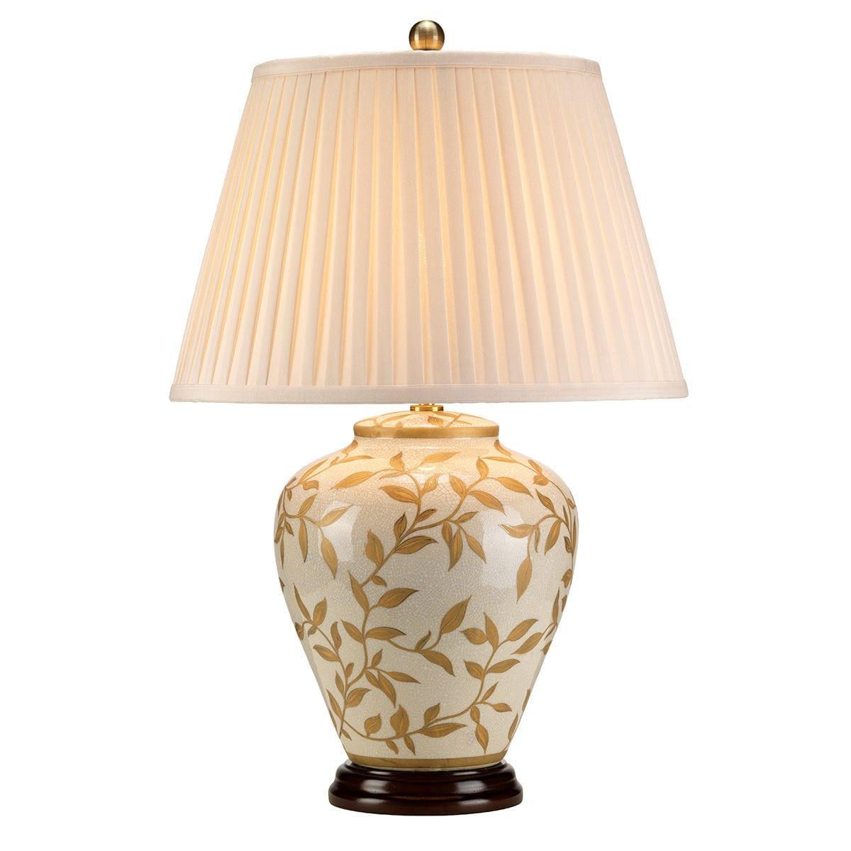 Elstead Lighting Brown & Gold Ceramic Table Lamp with Leaf Design - Perfect for Living Room, Bedroom, or Office Decor