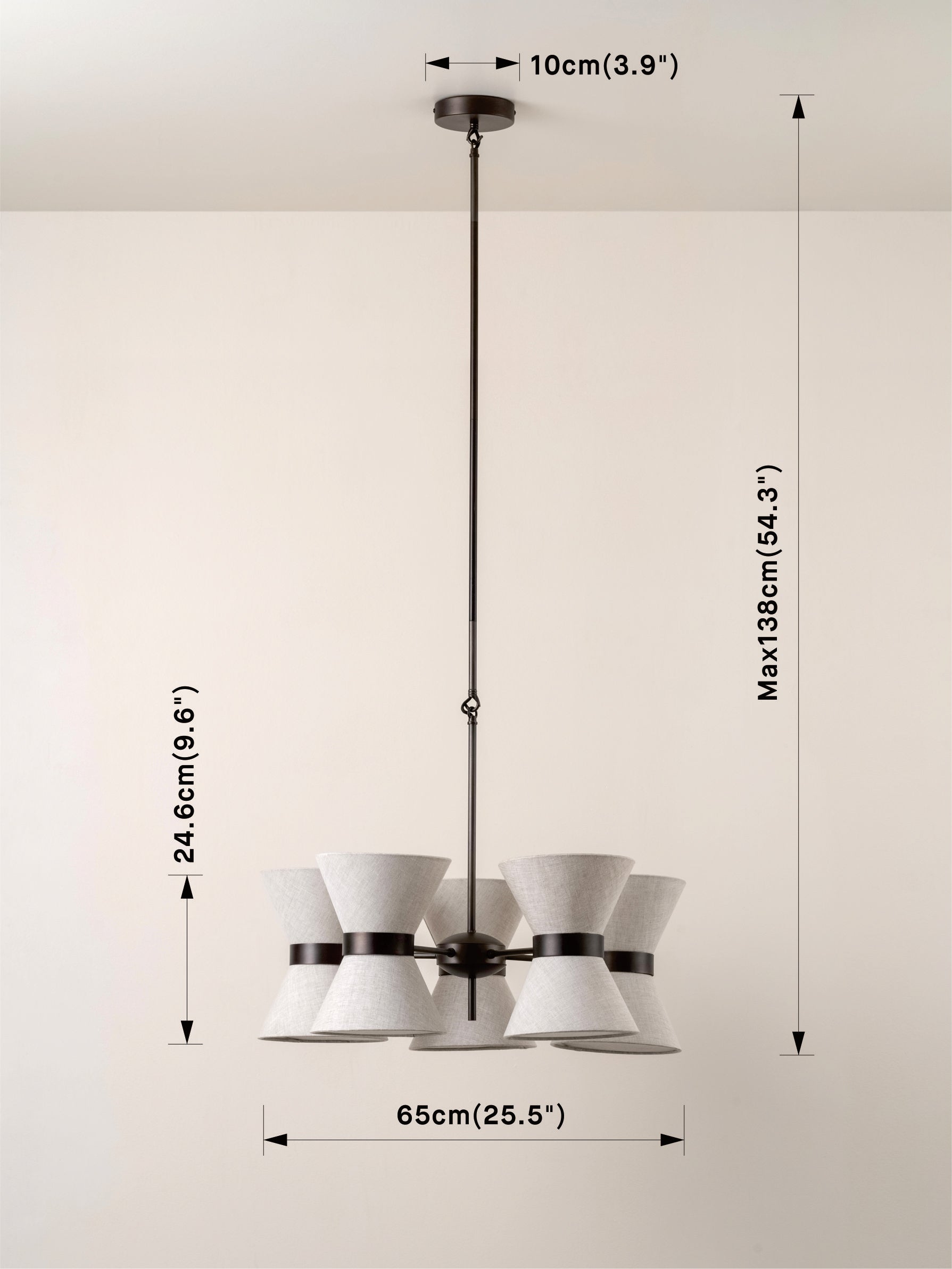 Renwick 5-Light Linen & Bronze Pendant Light Fixture - Modern Farmhouse Dining Room Chandelier for Kitchen Island, Entryway, or Bedroom Lighting