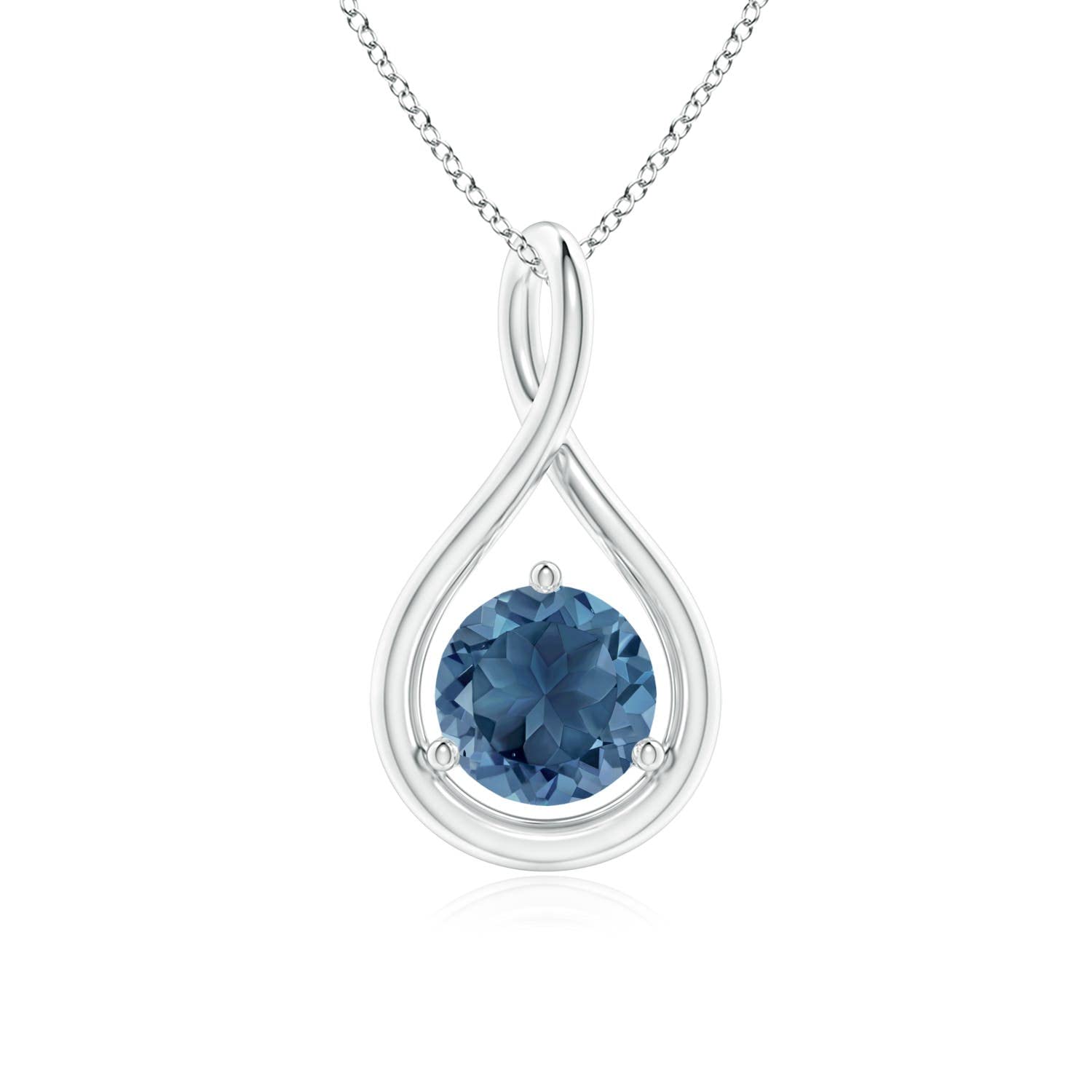 Natural Solitaire Round London Blue Topaz Infinity Twist Pendant in Sterling Silver/14K Gold/Platinum | November Birthstone Jewelry for Women, Birthday, Engagement, Anniversary & Wedding Gift | Perfect for Everyday Wear, Special Occasions & Romantic Surprises
