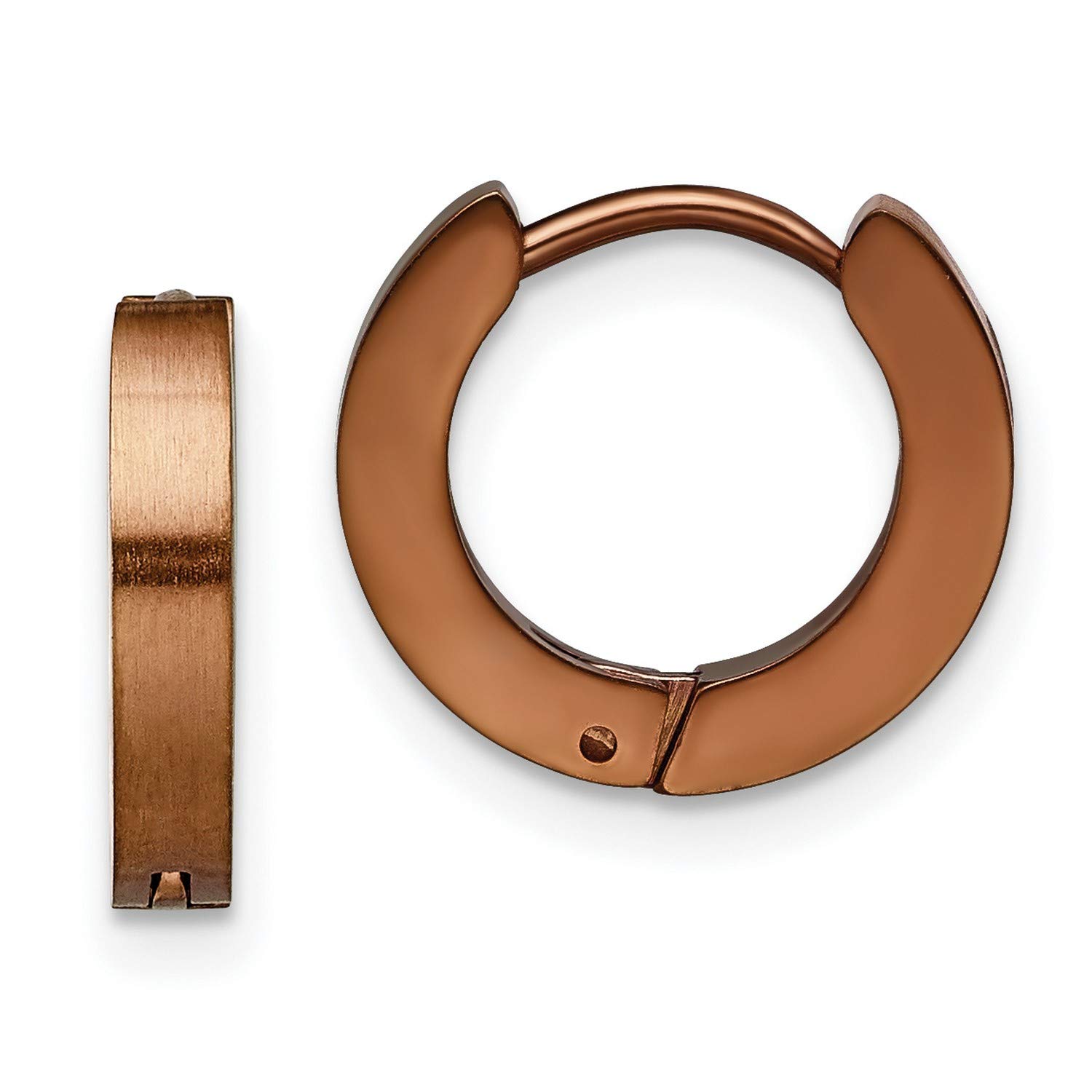 Stainless Steel Brown IP Plated Hinged Hoop Earrings 10x2mm - Elegant Jewelry for Women, Perfect for Everyday Wear, Parties & Gifts
