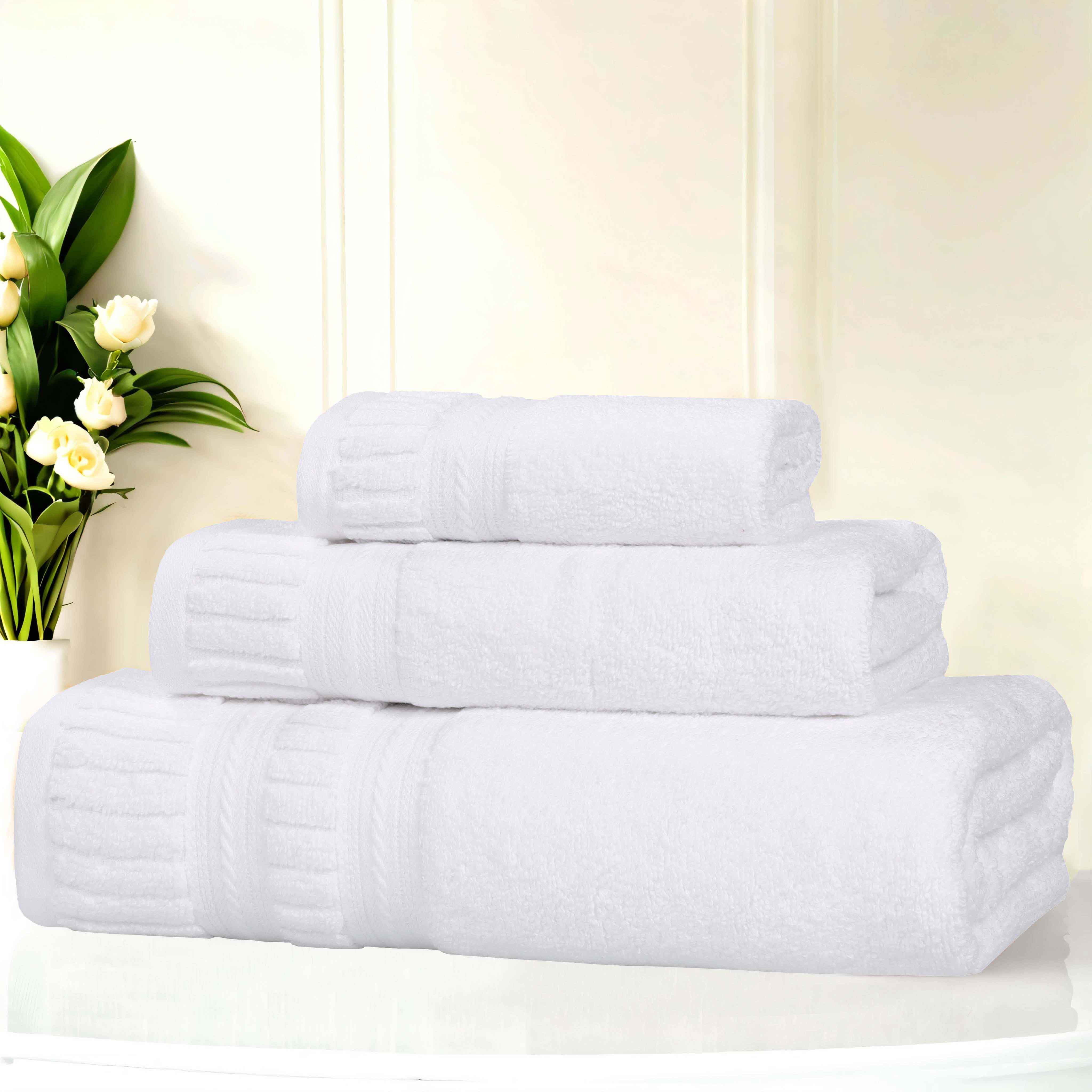 Venice Zero Twist Cotton Medium Weight Absorbent 3-Piece Bath Towel Set - Soft & Quick-Drying for Spa, Gym, and Beach Use