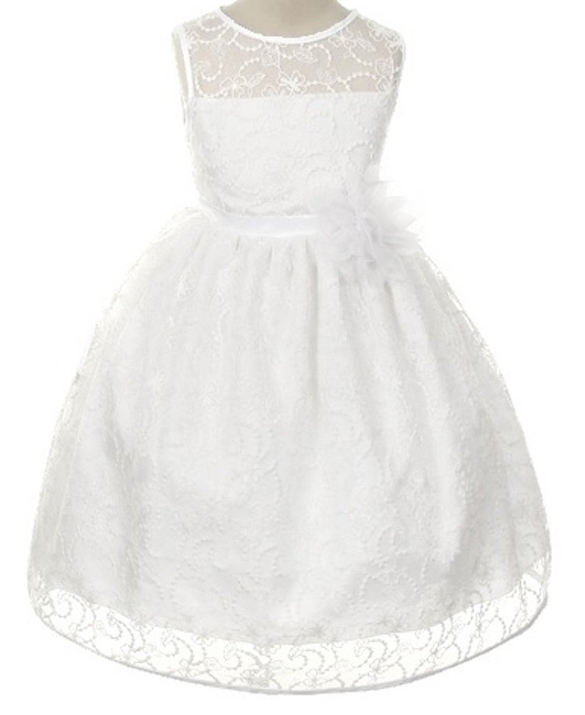 Flower Girls Dress for Big Girls - Elegant White Lace Pageant Communion Wedding Dress | Perfect for Flower Girl, First Communion, and Special Occasions