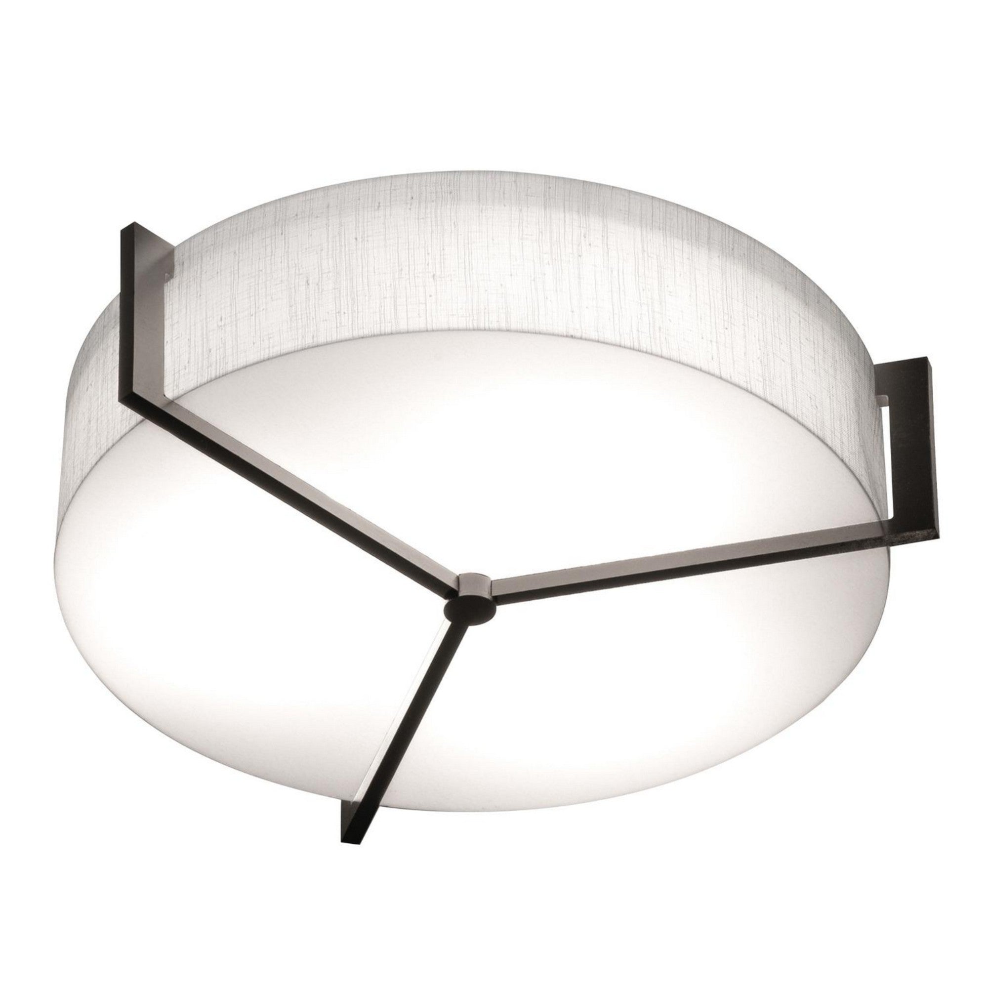 Apex 21 LED Flush Mount Ceiling Light - Linen White & Espresso Finish with Battery Backup - Perfect for Bedroom, Kitchen, Hallway, and Office Lighting