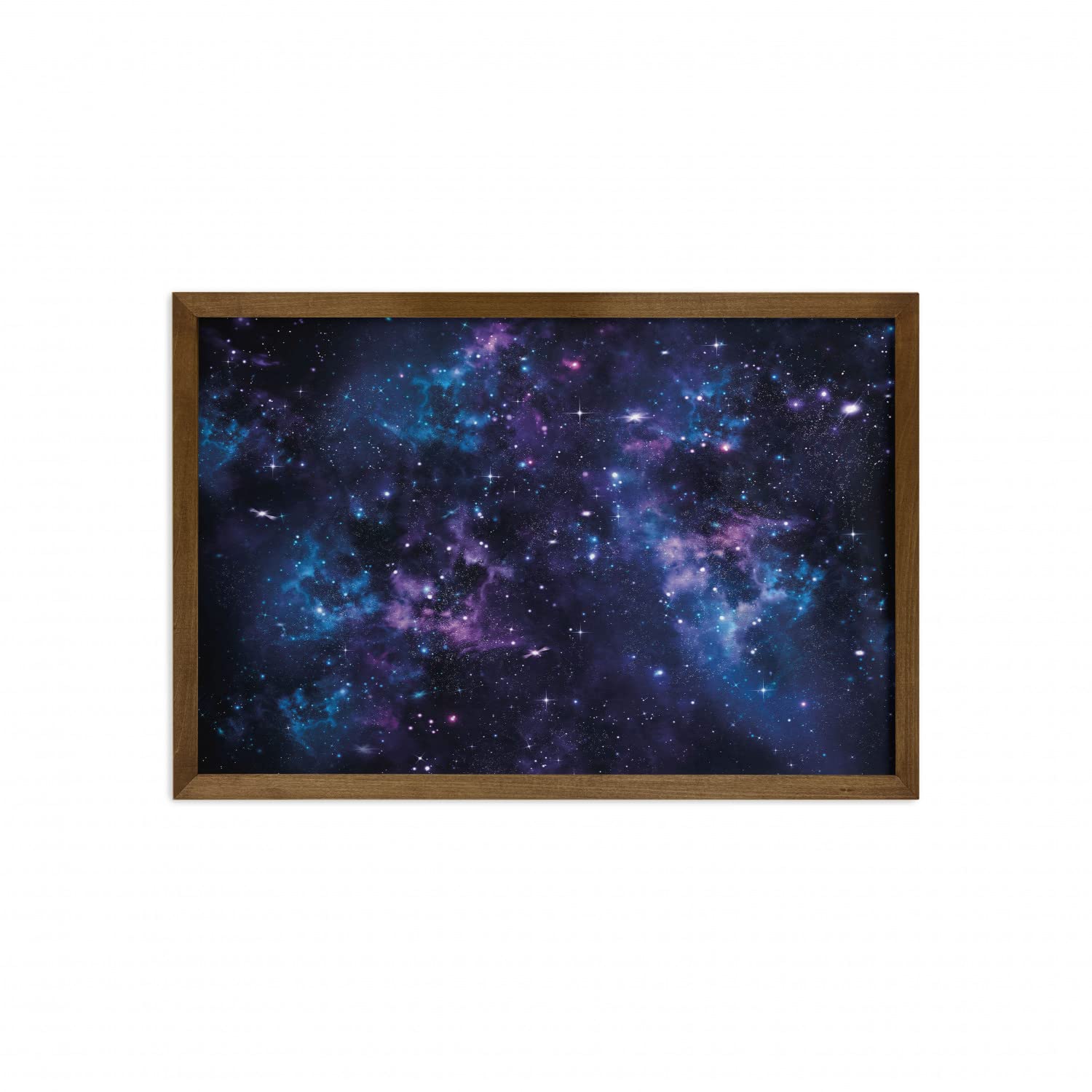 Ambesonne Space Wall Art - Framed Galaxy & Nebula Celestial Decor with Teak Wood Frame, 35