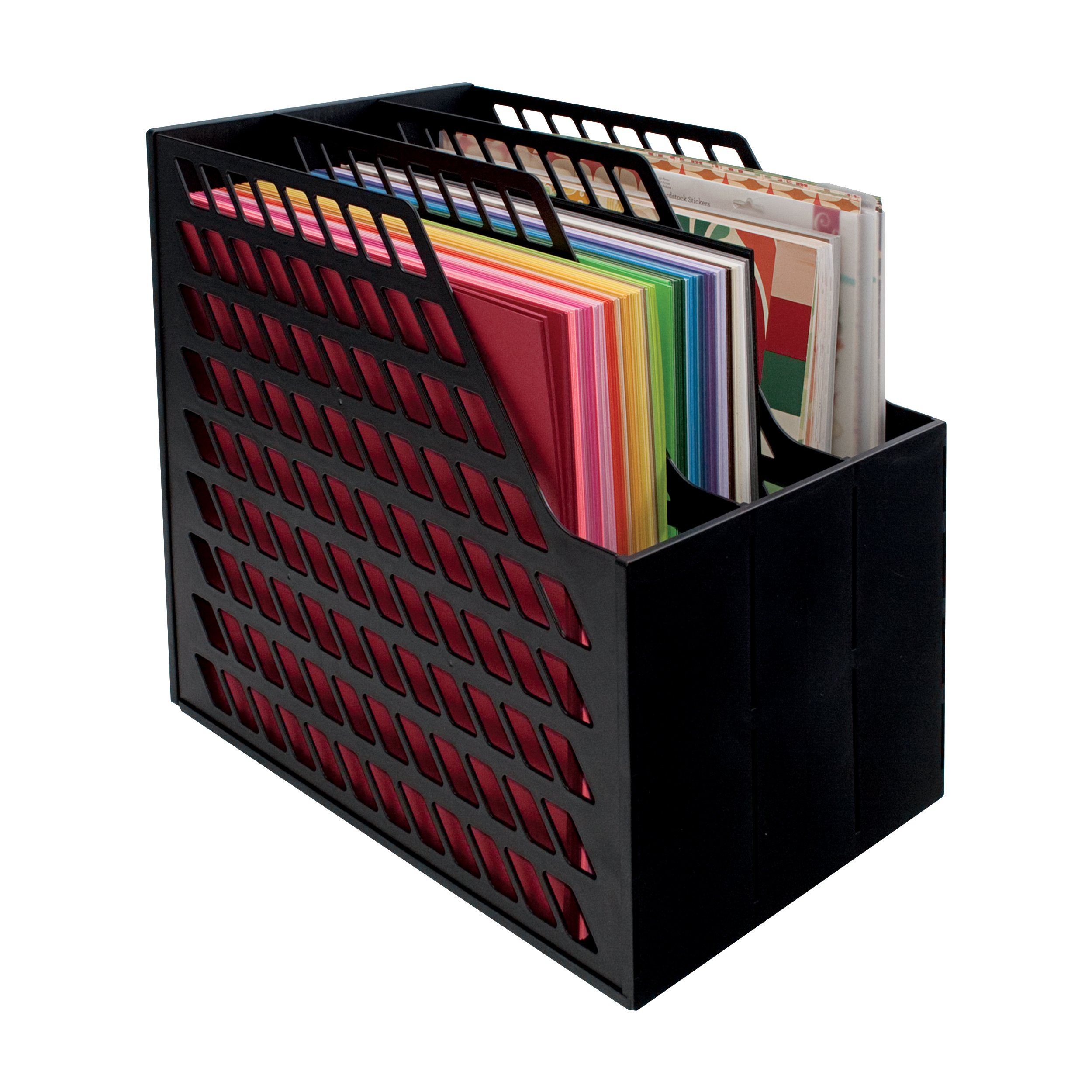 Storage Studios 3-Slot Easy Access Paper Organizer - 9.5 x 13.5 x 14.5 Inches Black File Holder for Office, Home & Classroom (CH92579) - Perfect for Desk Organization, Document Storage & School Supplies