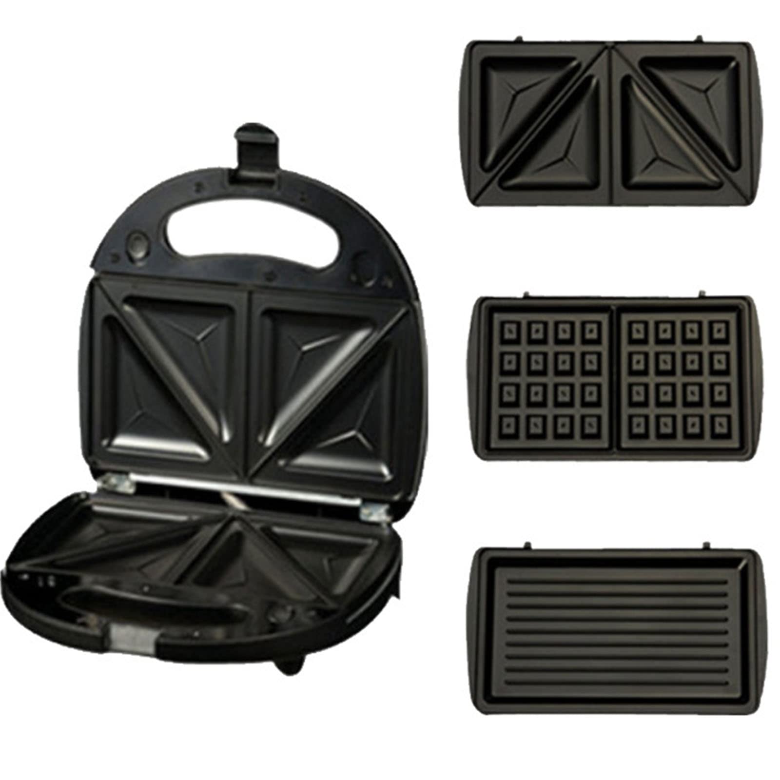 3-in-1 Toaster Sandwich Waffle Maker & Panini Press Grill with Detachable Non-Stick Plates, 750W, Indicator Lights - Perfect for Breakfast, Snacks, Quick Meals & Family Gatherings