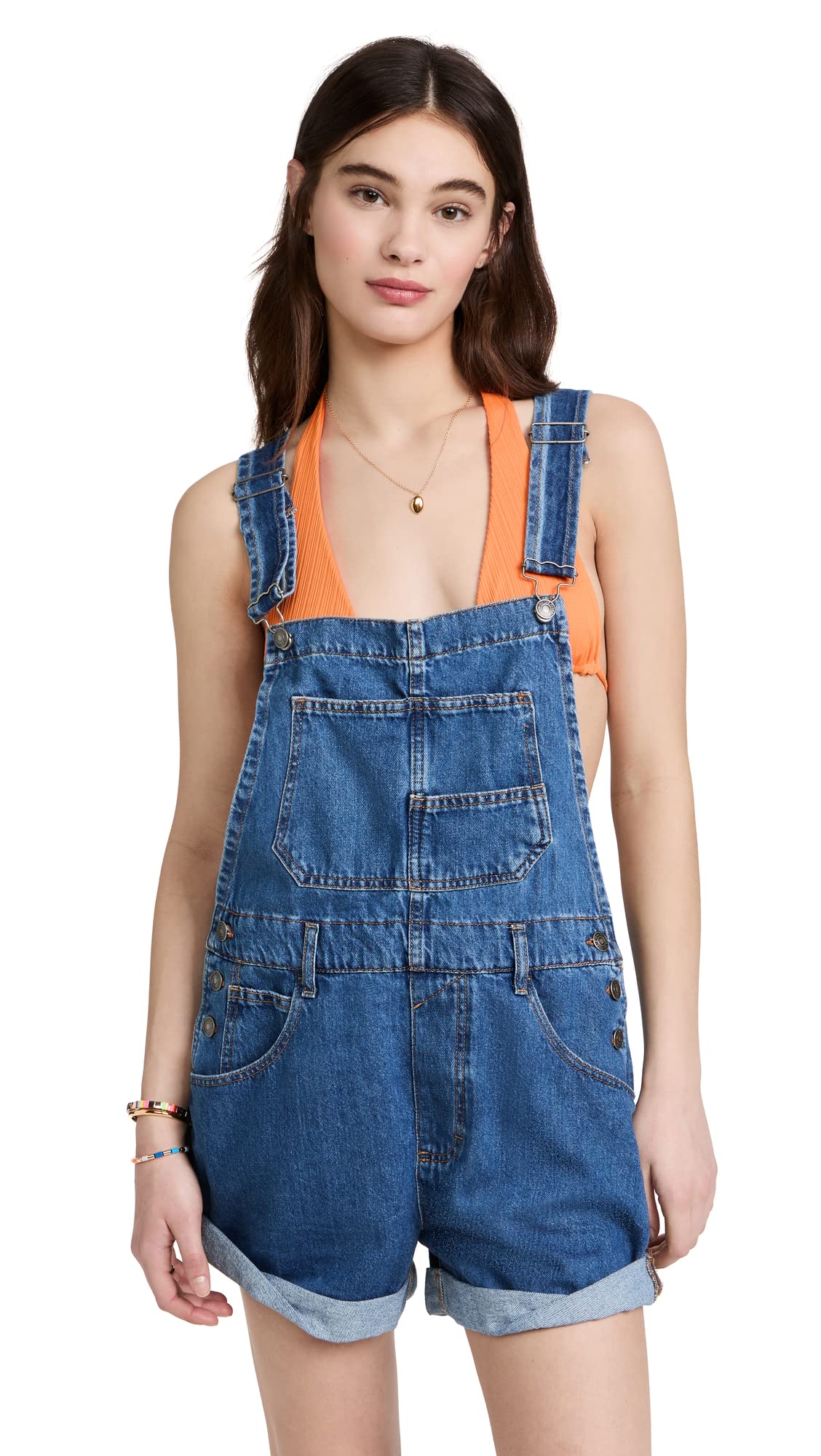 Free People Women's Ziggy Shortalls - Stylish Denim Overalls for Casual Outfits & Summer Fashion | Perfect for Weekend Brunch, Beach Days & Music Festivals