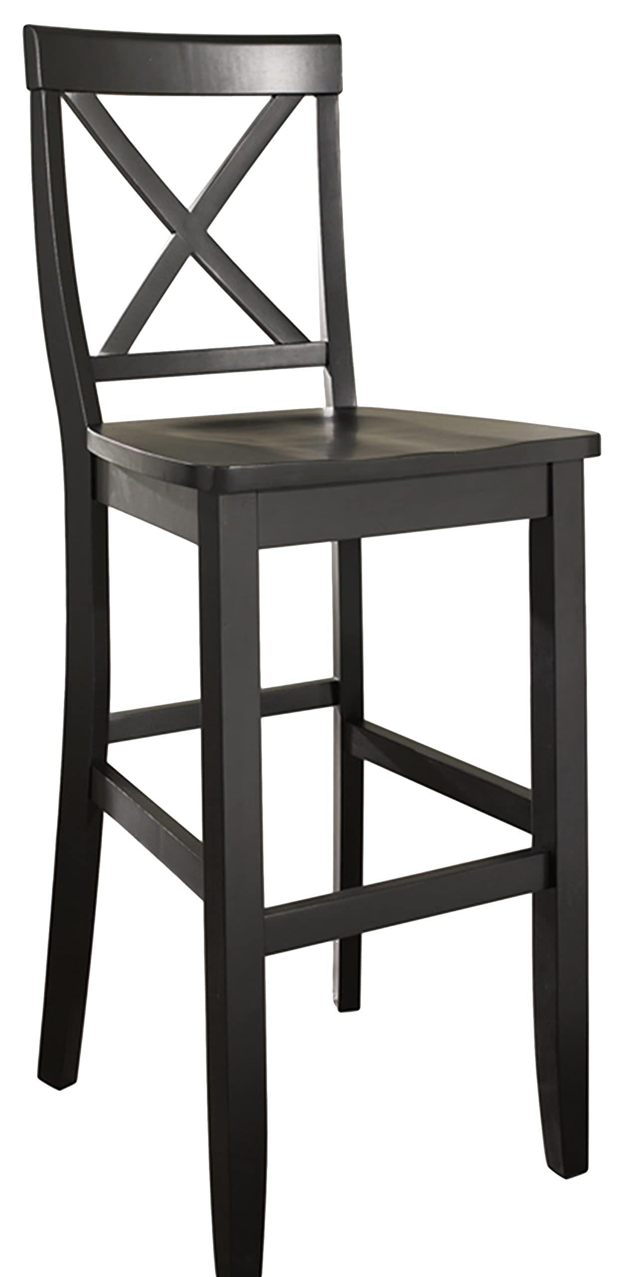 Crosley Furniture X-Back Bar Stool Set of 2 - 30 Inch Height, Black Metal Frame & Wood Seat - Perfect for Kitchen Islands, Breakfast Bars & Home Bars