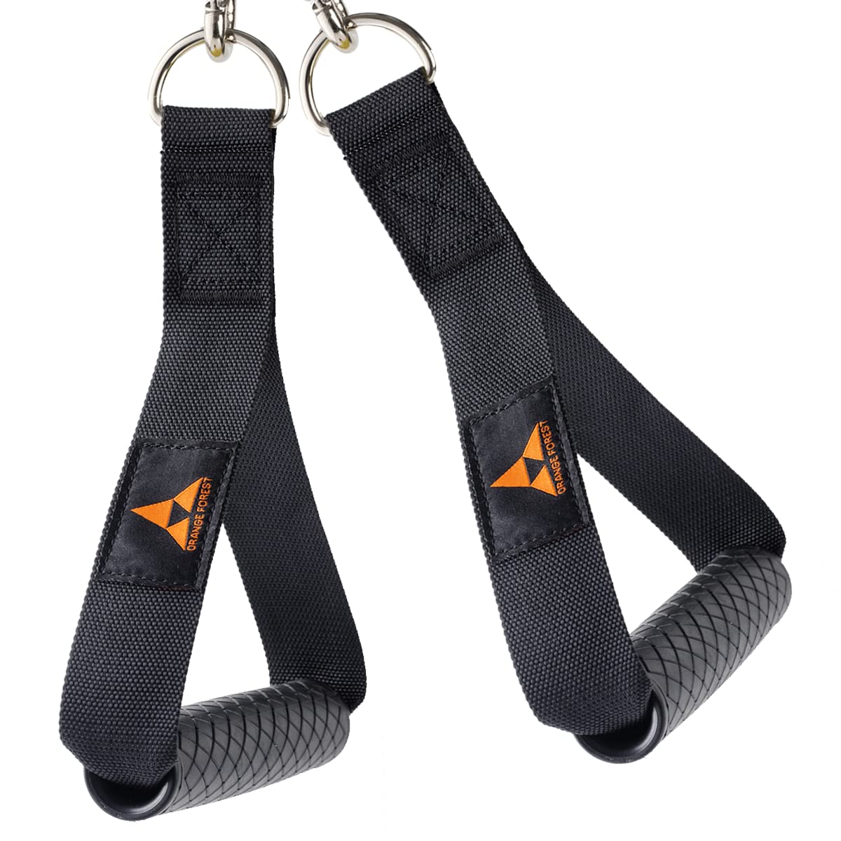 ORANGE FOREST Upgraded Heavy Duty Resistance Band Handles with Rubber Grips - Durable Gym Equipment for LAT Pull Down, Pulley System & Home Workouts - Perfect for Strength Training, CrossFit & Fitness Enthusiasts
