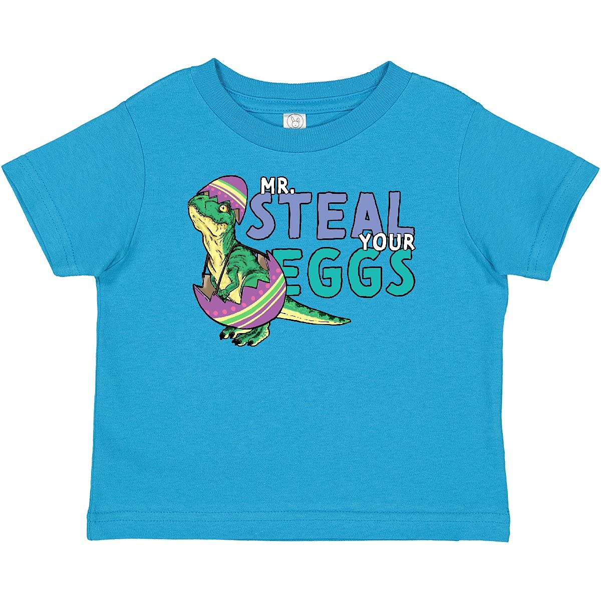 Inktastic Easter Baby T-Rex Disguised As Mr. Steal Your Eggs Cute Dinosaur Graphic Tee - Funny Toddler T-Shirt for Boys & Girls - Perfect for Easter Egg Hunts, Dinosaur Themed Parties & Playdates