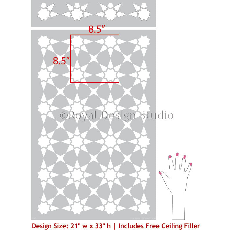 Supernova Tile Allover Stencil - Reusable DIY Wall & Floor Stencil for Creative Home Decor, Bathroom & Kitchen Renovation Projects