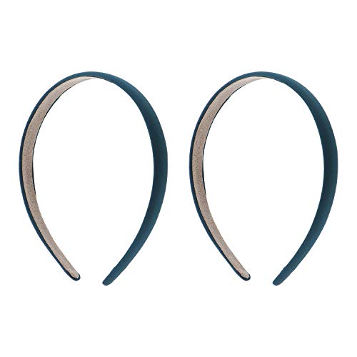 Quarter Inch Satin Headband - Set of 2 in Hunter Green - Perfect for Yoga, Workouts, and Everyday Style