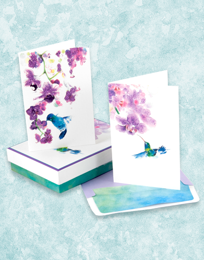 Hummingbird Dream Deluxe Note Card Set - Handmade Greeting Cards with Watercolor Design for Thank You Notes, Birthday Wishes & Special Occasions