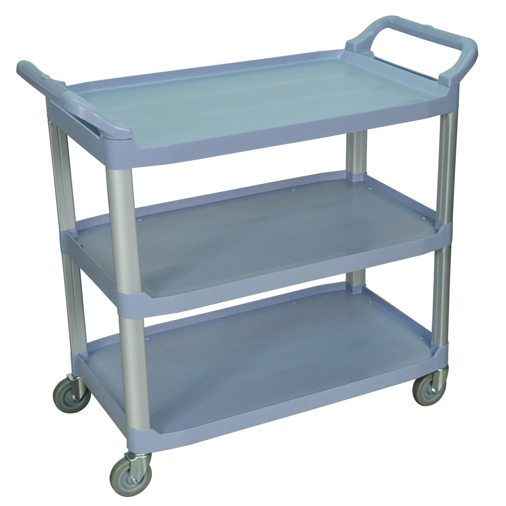 Luxor Home Office Large Multipurpose 3-Tier Rolling Serving Cart with Wheels, Gray - Perfect for Kitchen, Bathroom, Living Room & Office Storage Organization