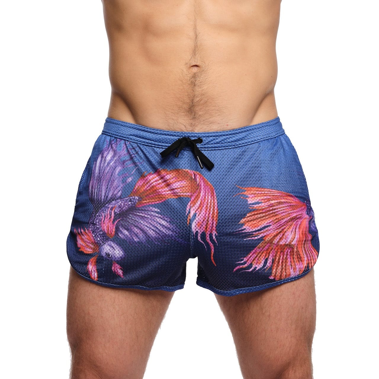 Premium Purple Mesh Fighting Fish Shorts - Breathable & Comfortable for MMA, Boxing, and Workout Training