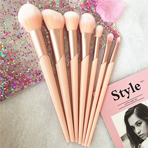7-Piece Rose Gold Makeup Brush Set - Foundation, Powder, Blush, Eyeshadow & Lip Brushes for Flawless Beauty Application - Perfect for Daily Makeup & Professional Use
