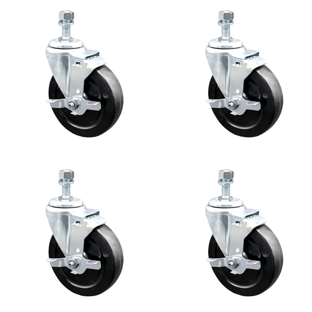 4-Pack Heavy Duty Hard Rubber Swivel Casters with 5