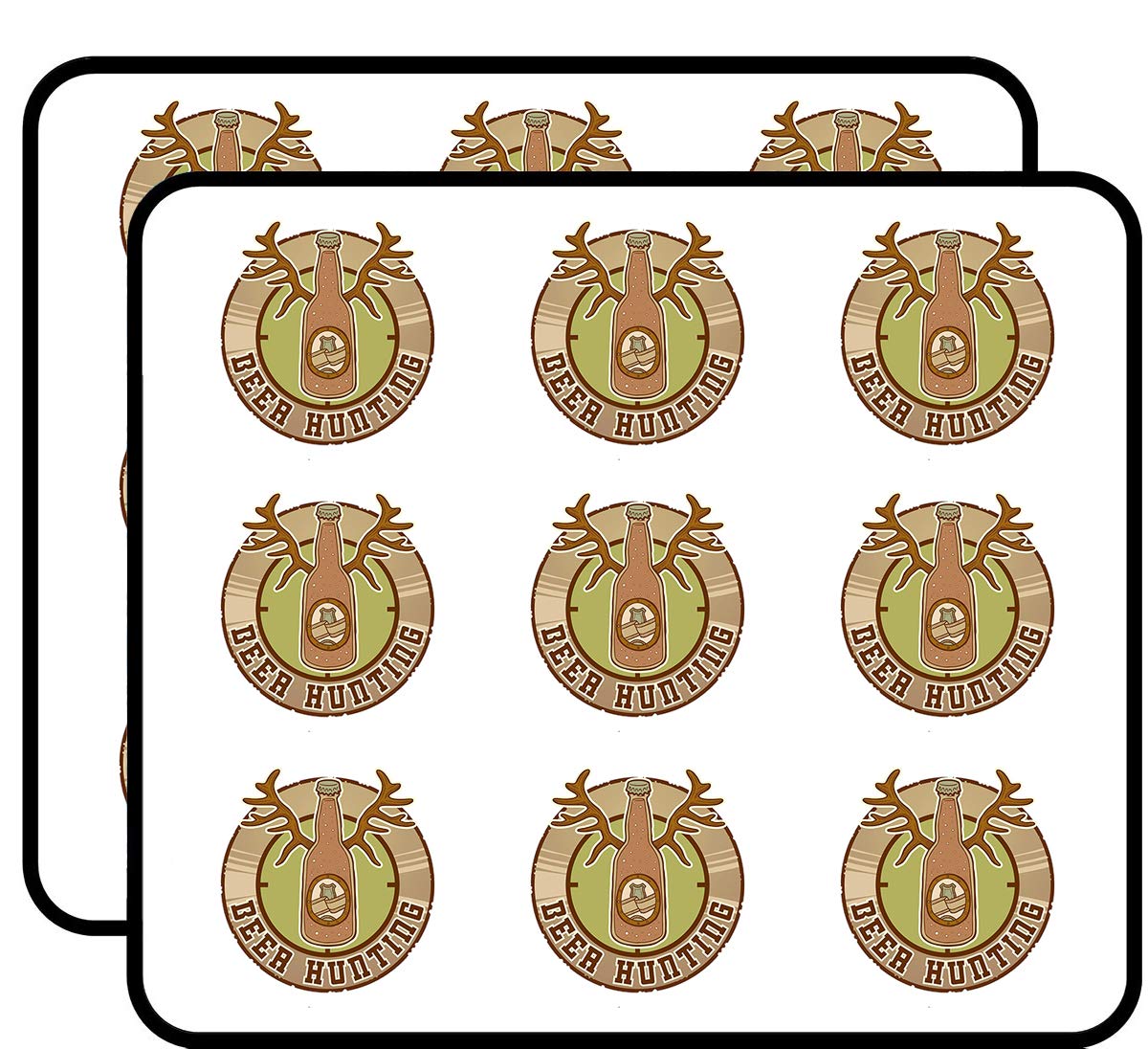 Beer Hunting Vinyl Stickers 2 Inch Each - 18 Pack Durable Waterproof Decals for Laptop, Car, Phone - Perfect for Outdoor Adventures, Camping & Hunting Gear Customization