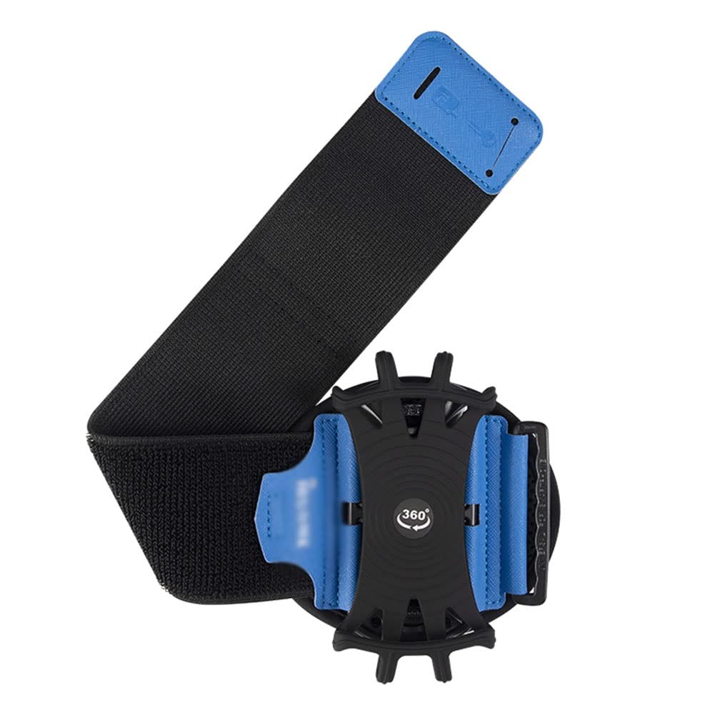 WSSBK Adjustable 4-7 Inch Rotating Phone Wrist Band for Running, Hiking & Outdoor Sports - Removable Armband Pouch for iPhone & Android Phones (Blue, One Size) - Perfect for Jogging, Gym Workouts & Hands-Free Activities