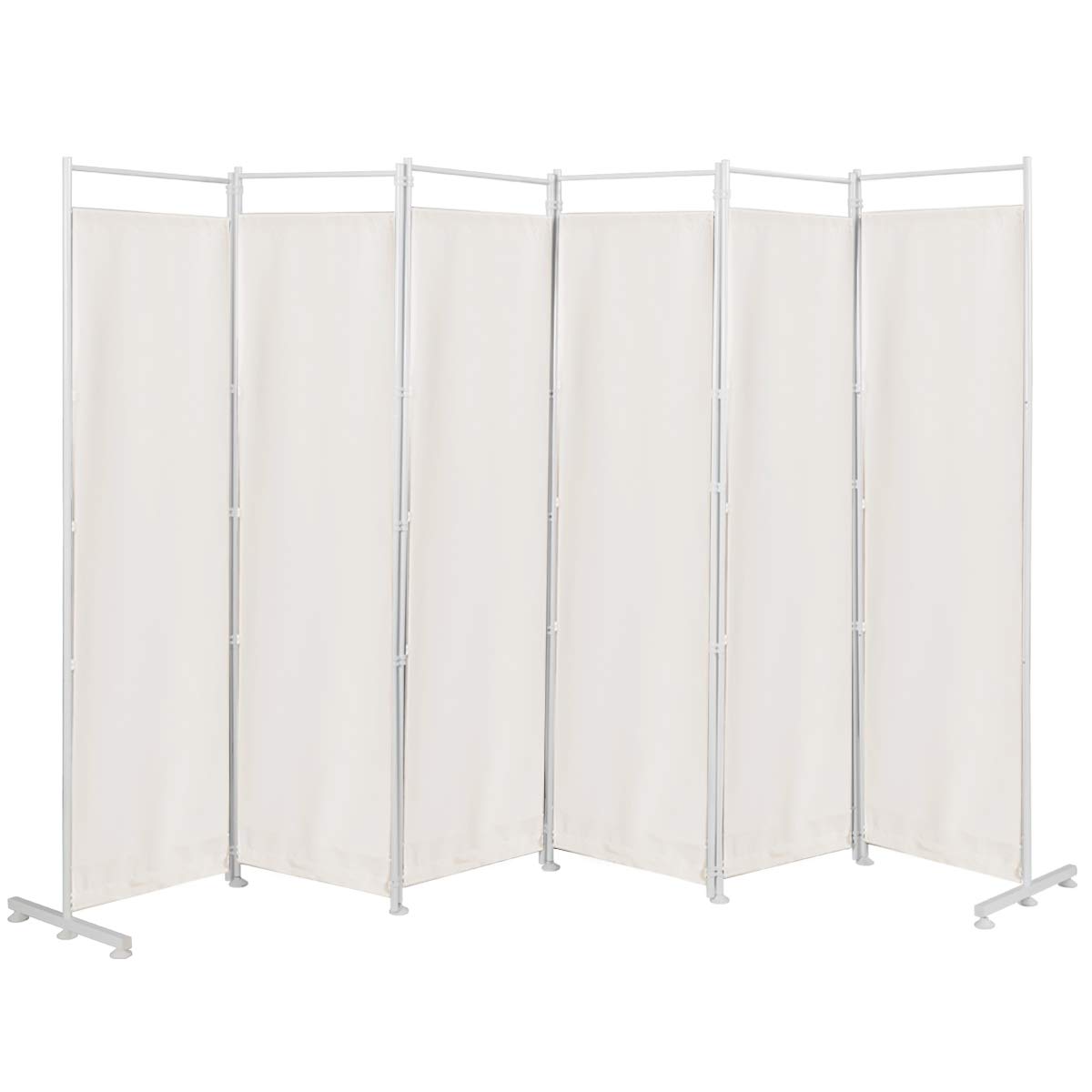 Giantex 6-Panel Folding Room Divider Screen - 6 Feet Tall White Privacy Partition with Sturdy Steel Base | Lightweight Portable Room Separator for Home, Office, Dorm & Event Spaces | Perfect for Creating Private Areas, Room Dividers & Decorative Accents