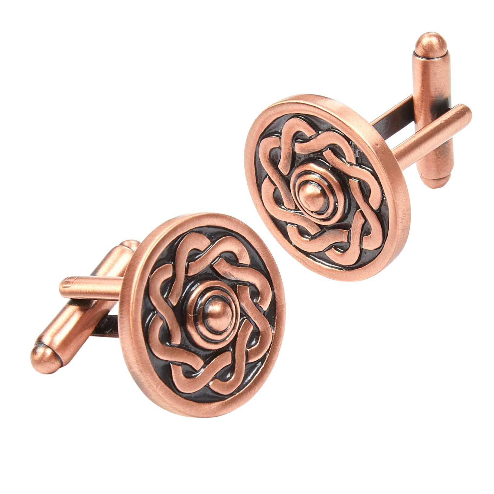 Celtic Shield Cufflinks for Men - Elegant Copper Cufflinks for Formal Wear, Weddings & Business Attire - Perfect Gift for Groomsmen & Professionals