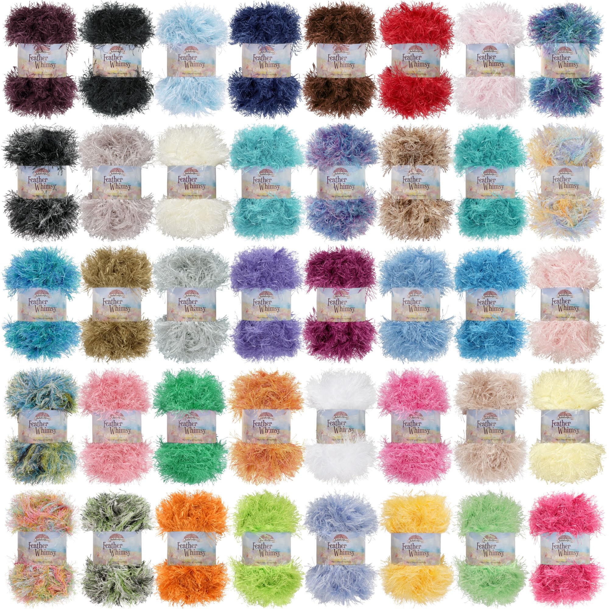 JubileeYarn Eyelash Fur Yarn - Soft Polyester Craft Yarn for Knitting & Crocheting - 12-Skein Variety Pack - Perfect for DIY Scarves, Hats & Plush Toys